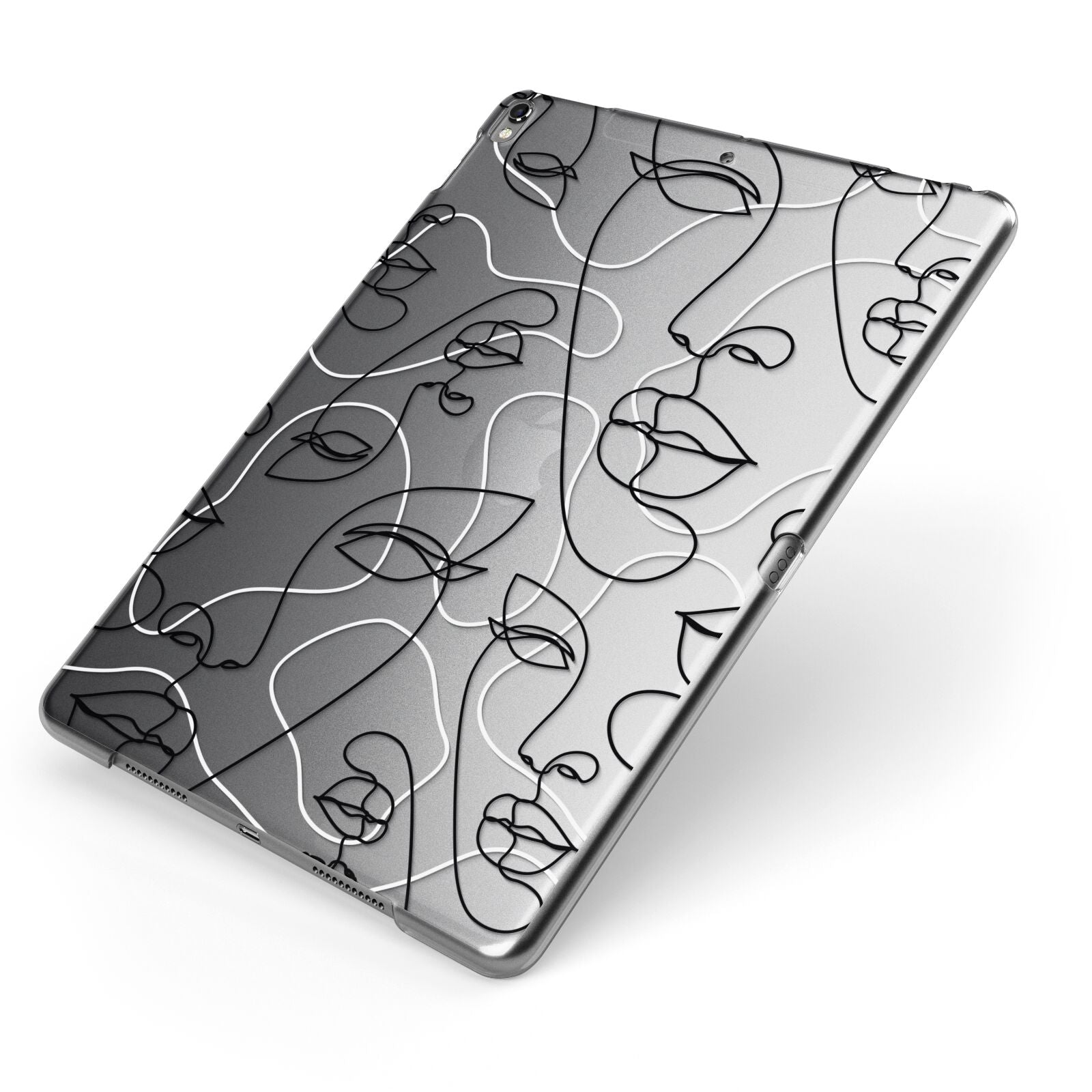 Abstract Face Apple iPad Case on Grey iPad Side View