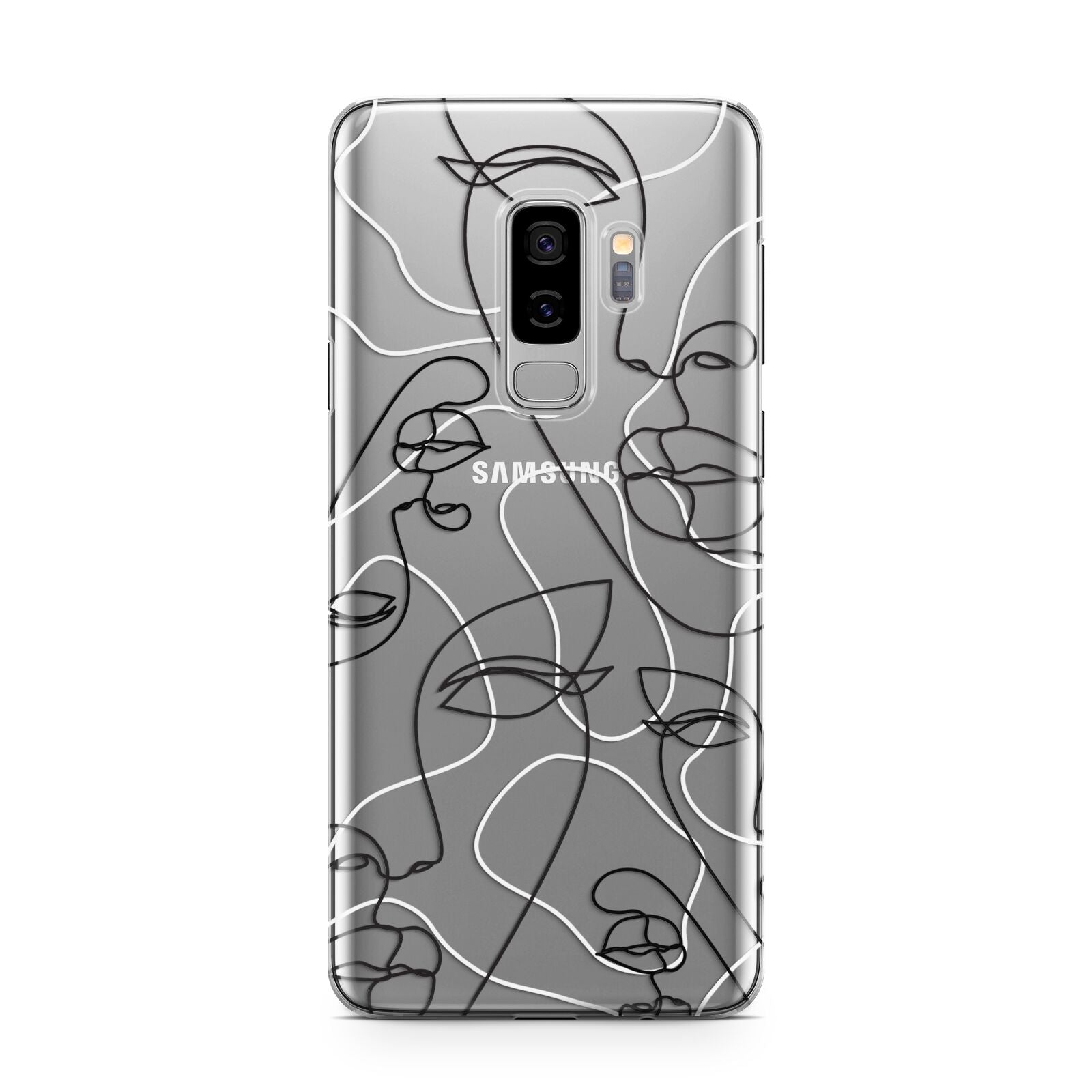 Abstract Face Samsung Galaxy S9 Plus Case on Silver phone