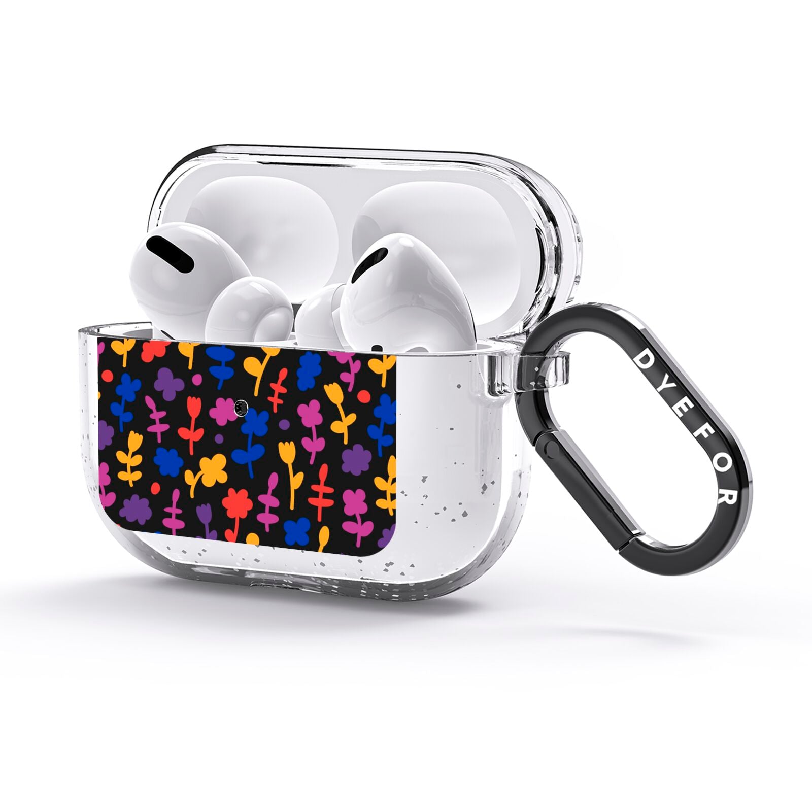 Abstract Floral AirPods Glitter Case 3rd Gen Side Image