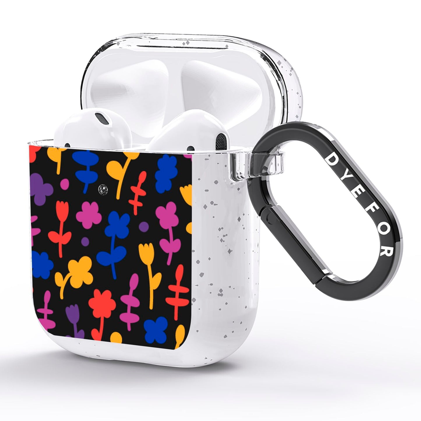 Abstract Floral AirPods Glitter Case Side Image
