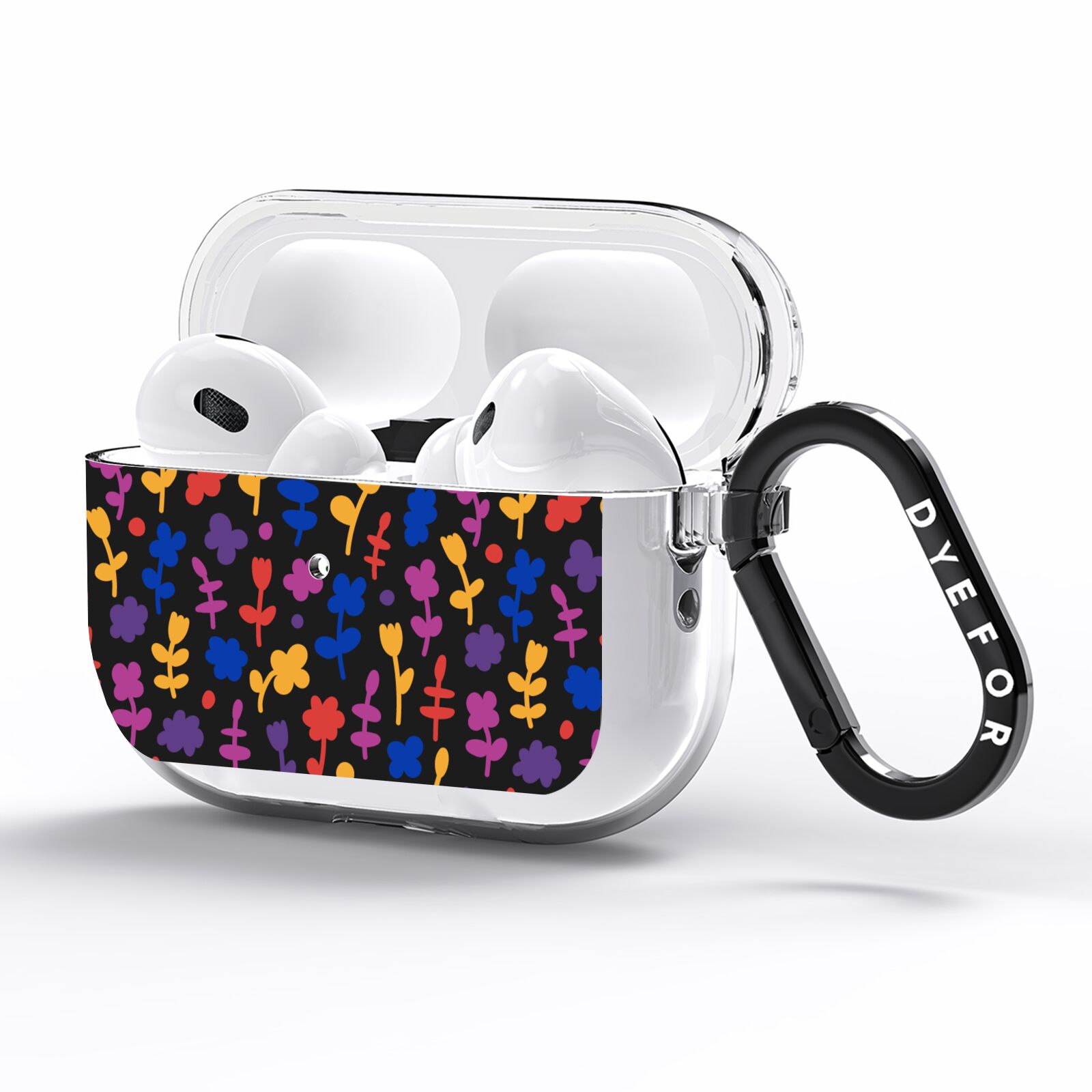 Abstract Floral AirPods Pro Clear Case Side Image