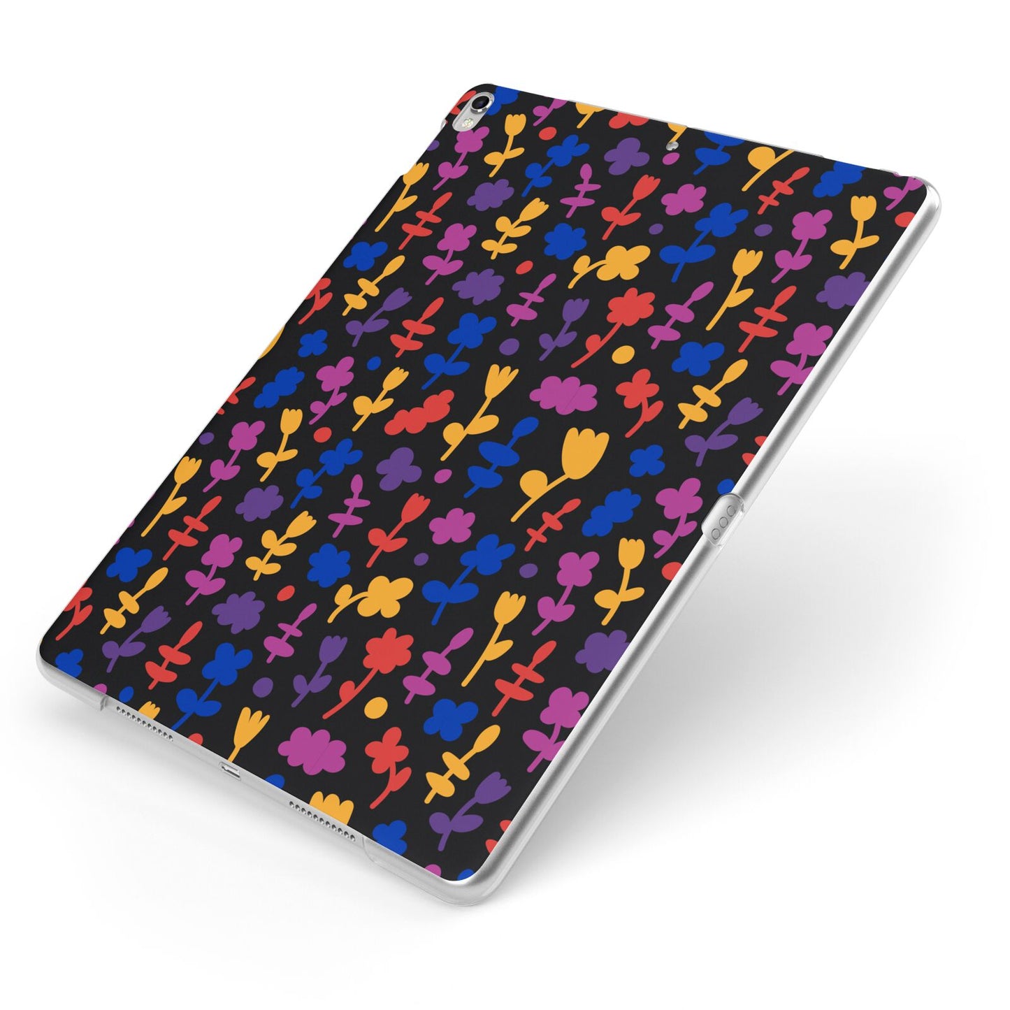 Abstract Floral Apple iPad Case on Silver iPad Side View