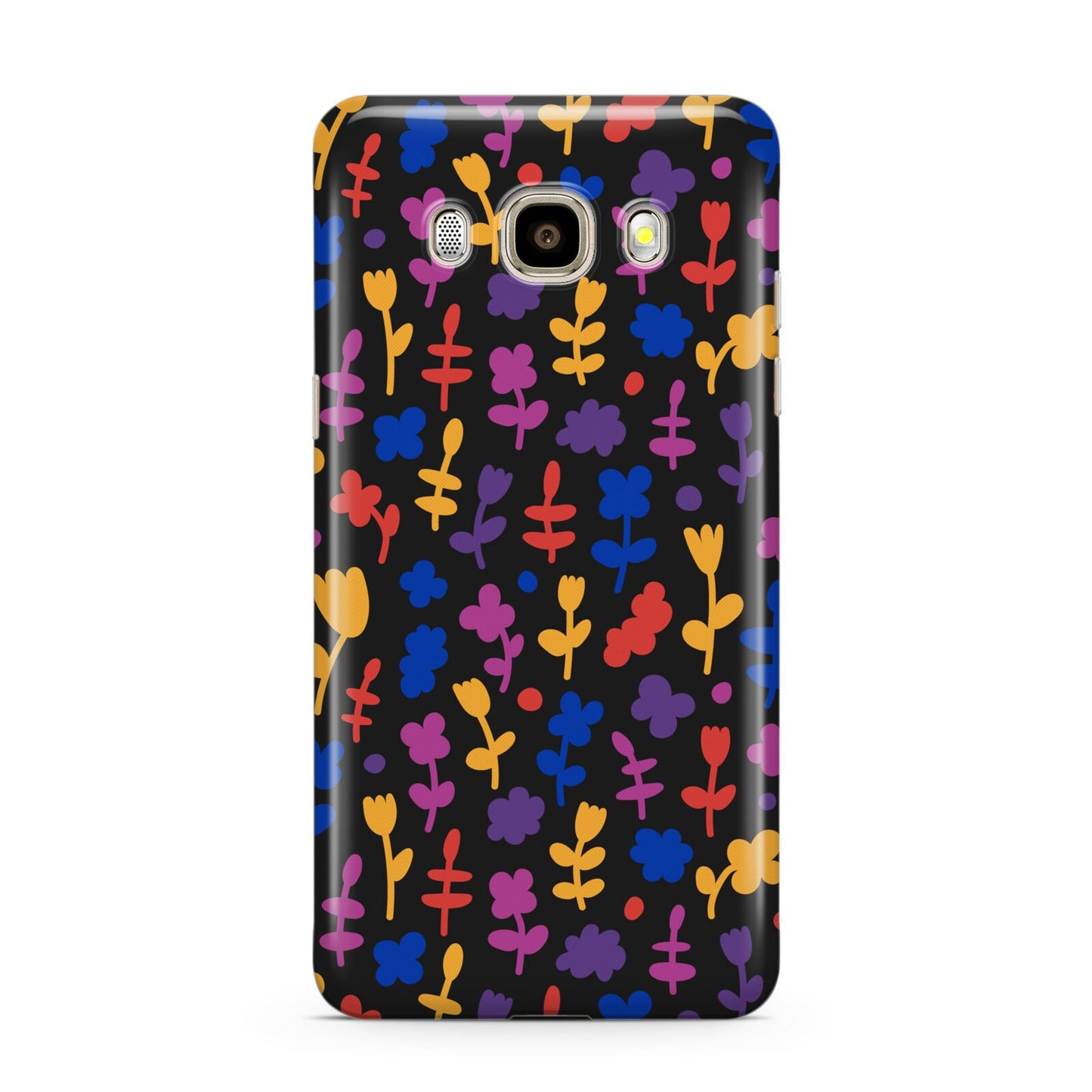 Abstract Floral Samsung Galaxy J7 2016 Case on gold phone