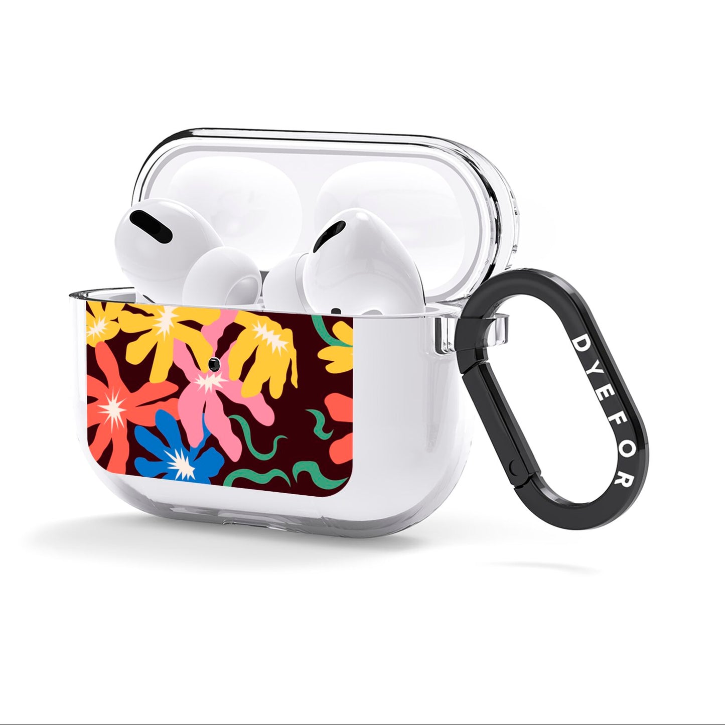 Abstract Flowers AirPods Clear Case 3rd Gen Side Image