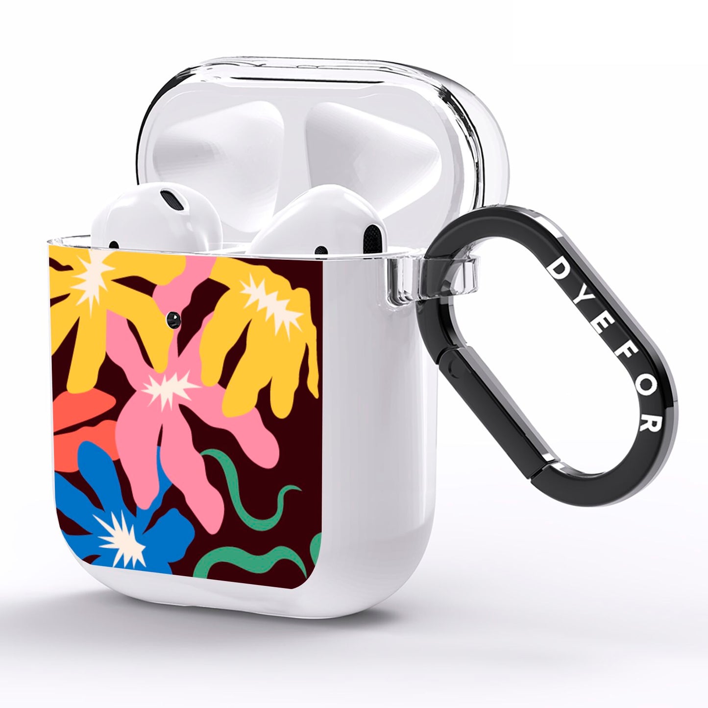 Abstract Flowers AirPods Clear Case Side Image