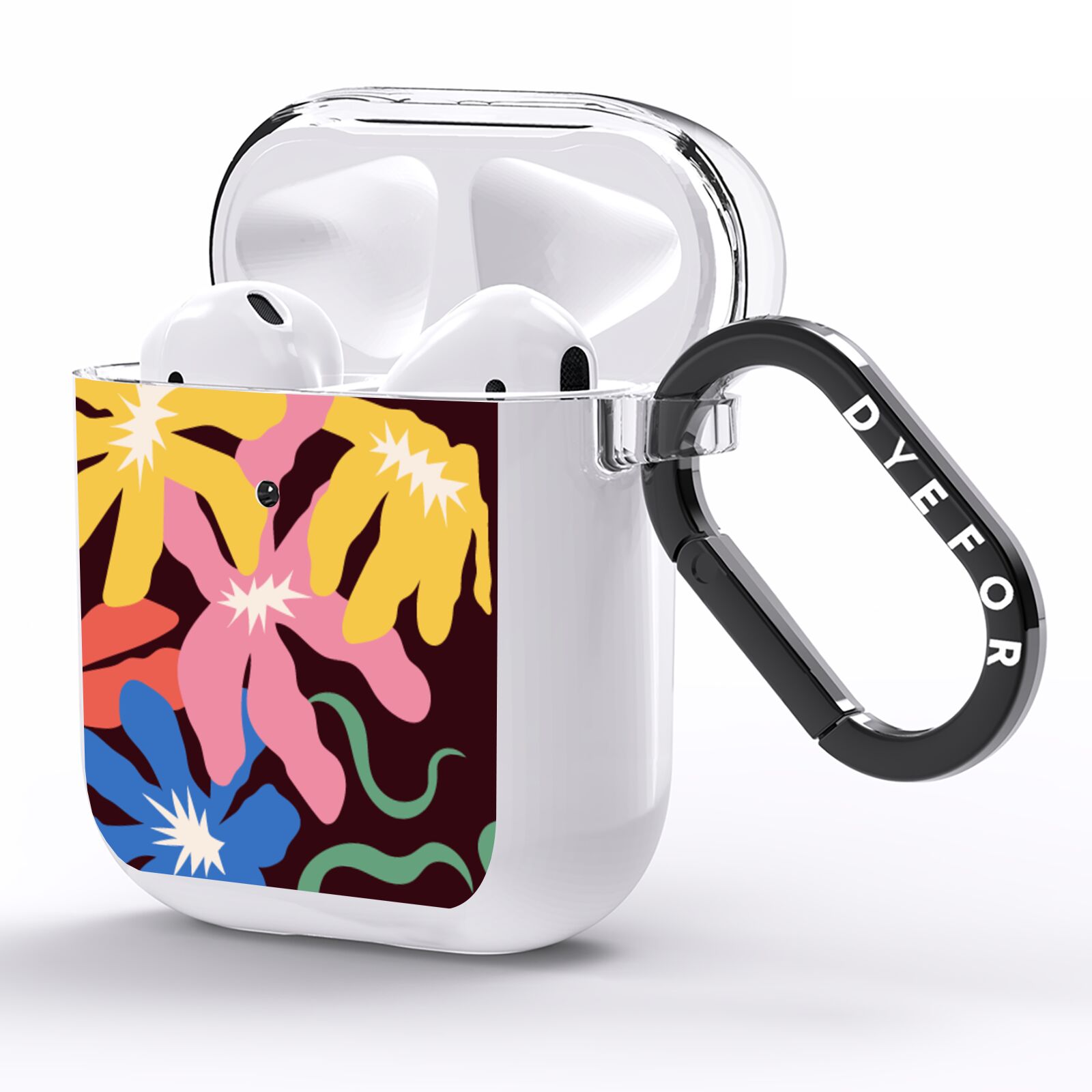 Abstract Flowers AirPods Clear Case Side Image