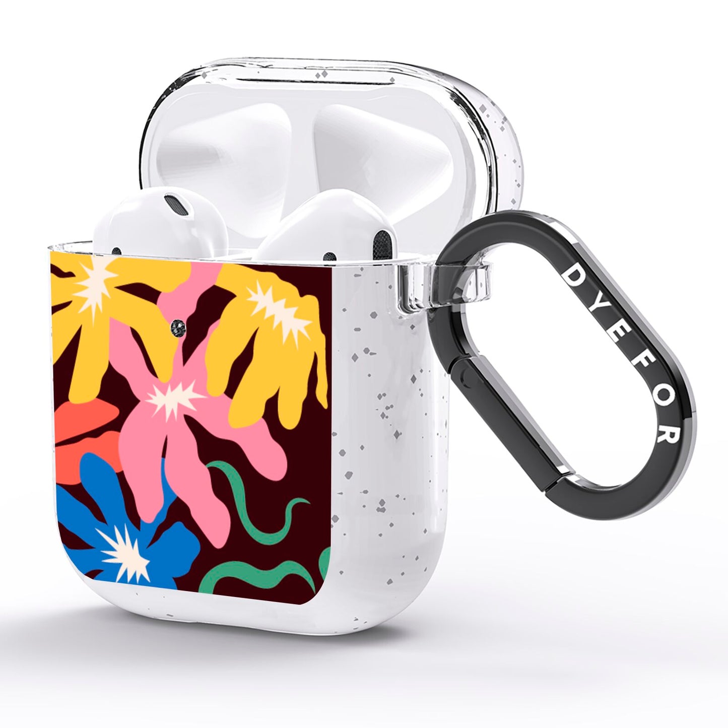 Abstract Flowers AirPods Glitter Case Side Image