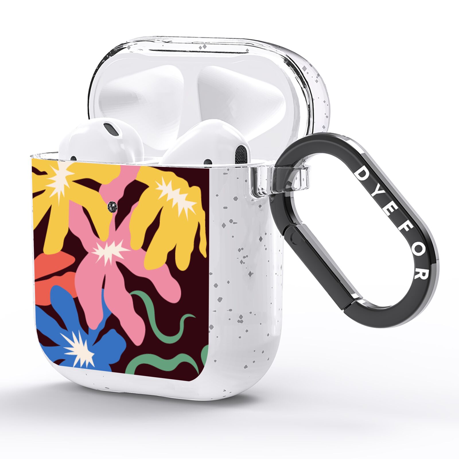 Abstract Flowers AirPods Glitter Case Side Image