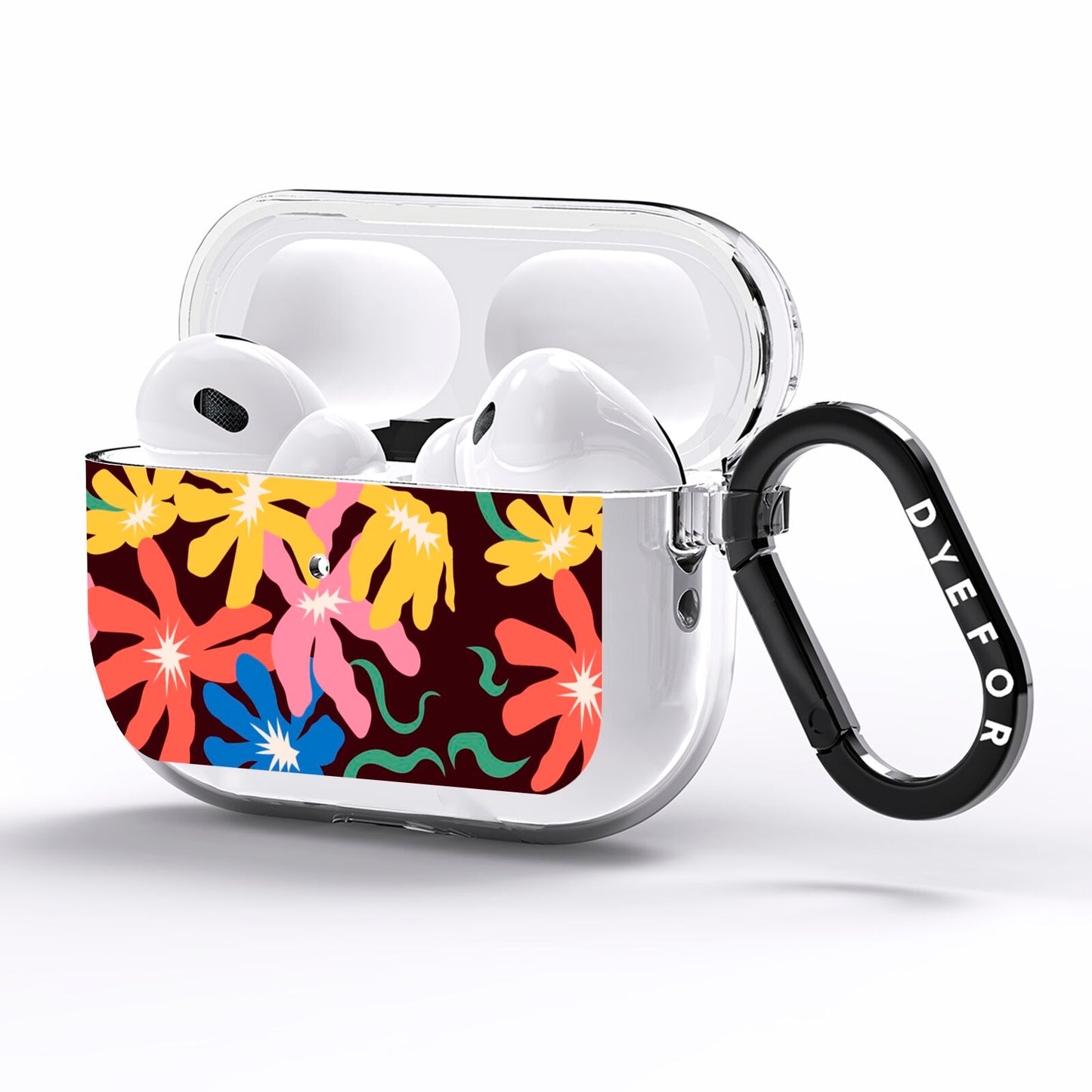 Abstract Flowers AirPods Pro Clear Case Side Image