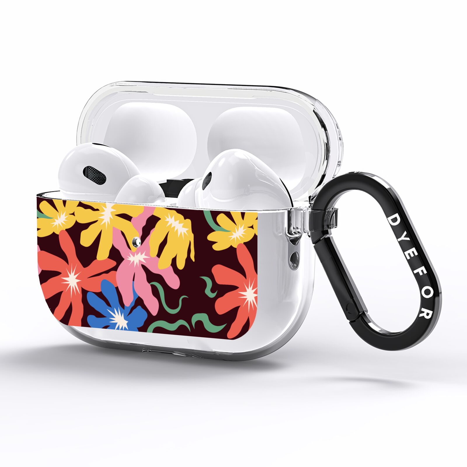 Abstract Flowers AirPods Pro Clear Case Side Image