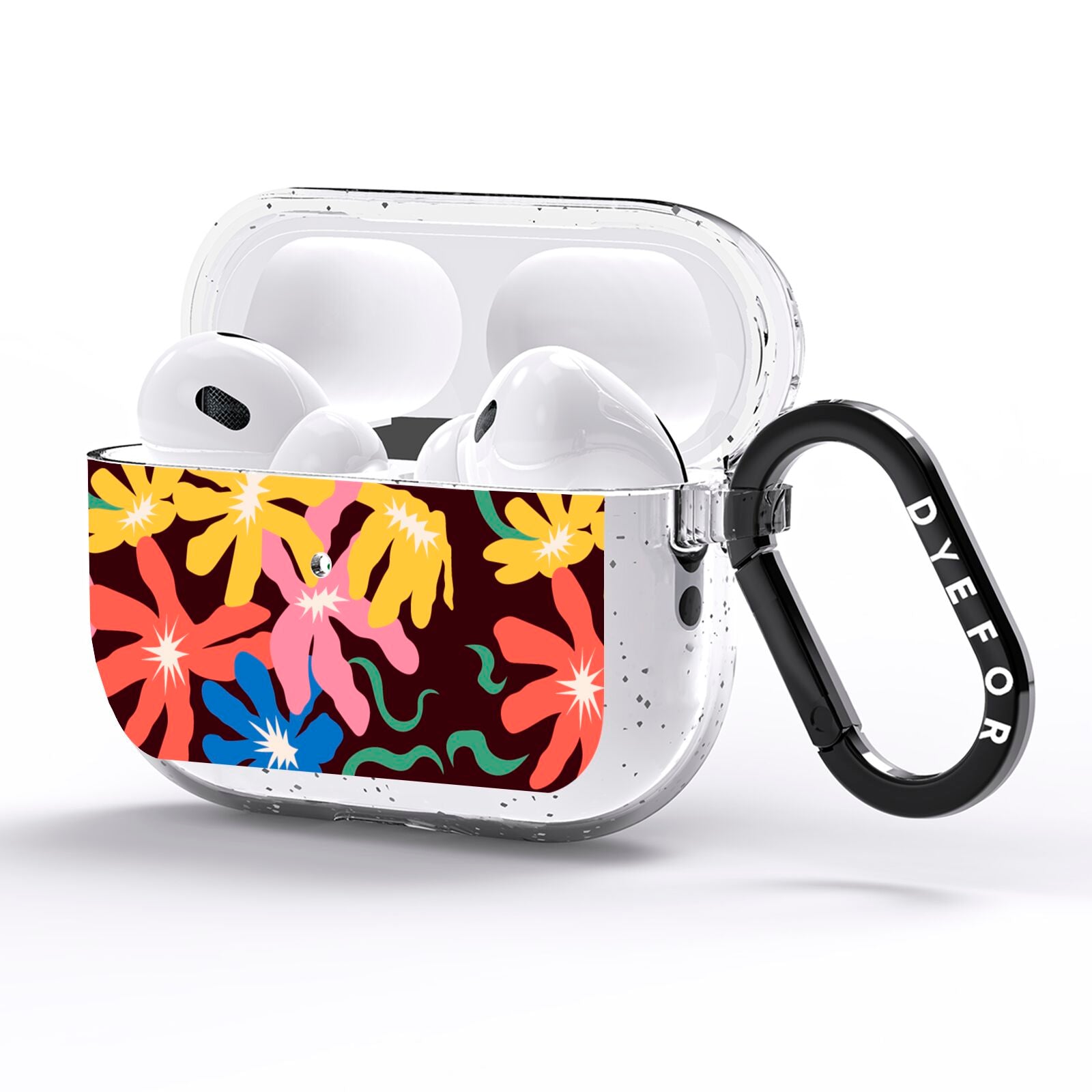 Abstract Flowers AirPods Pro Glitter Case Side Image