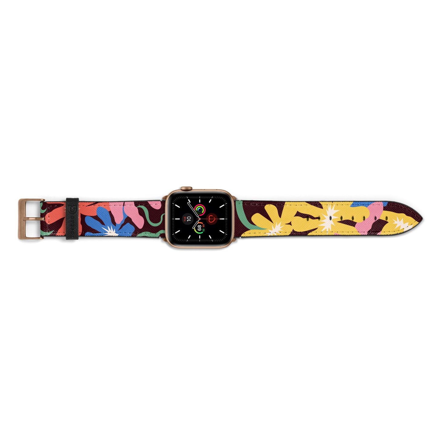 Abstract Flowers Apple Watch Strap Landscape Image Gold Hardware