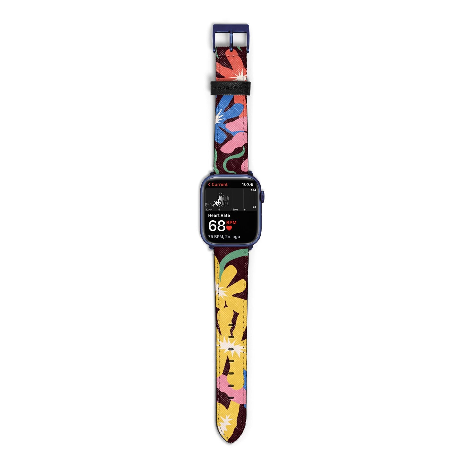 Abstract Flowers Apple Watch Strap Size 38mm with Blue Hardware