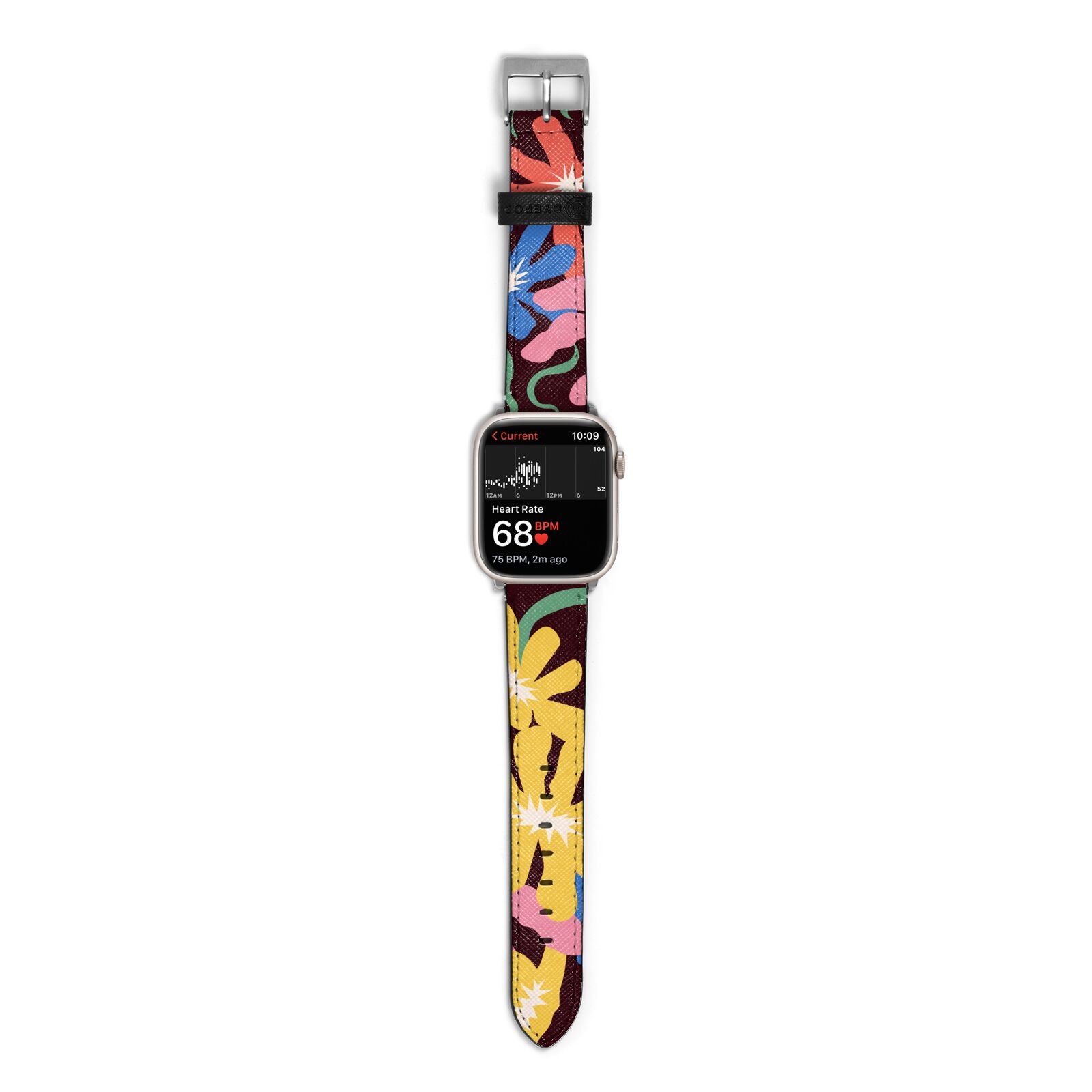 Abstract Flowers Apple Watch Strap Size 38mm with Silver Hardware