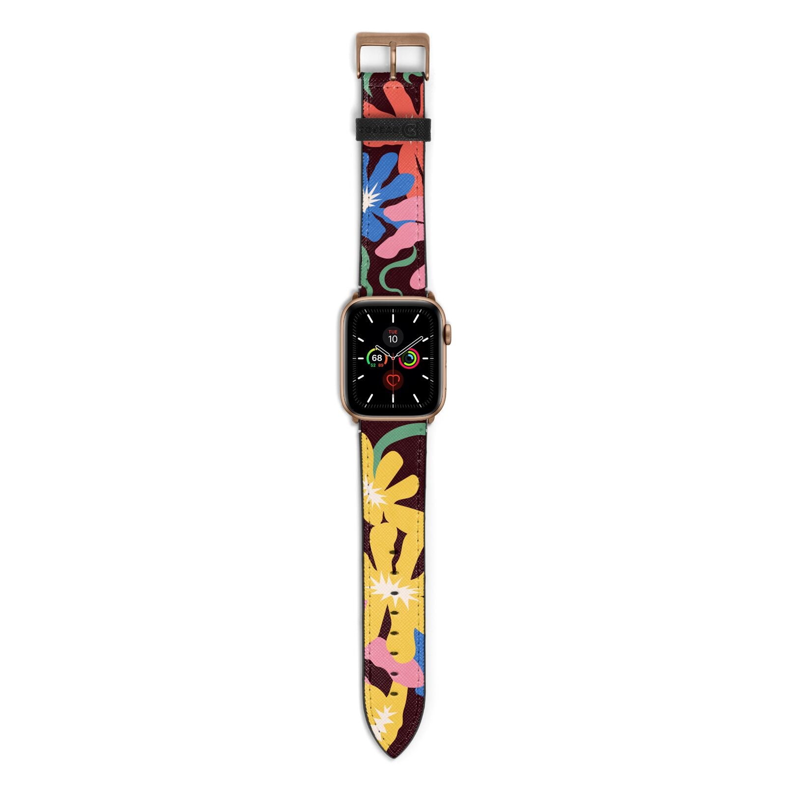 Abstract Flowers Apple Watch Strap with Gold Hardware