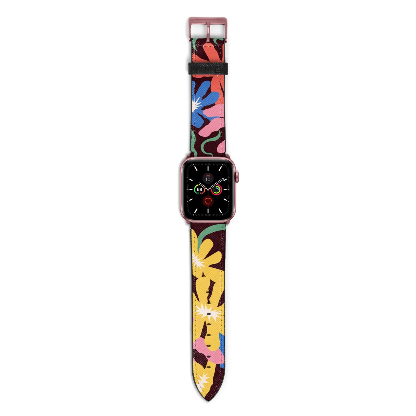 Abstract Flowers Apple Watch Strap with Rose Gold Hardware