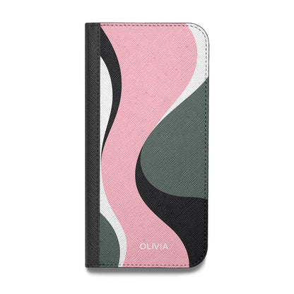 Abstract Name Vegan Leather Flip iPhone Case