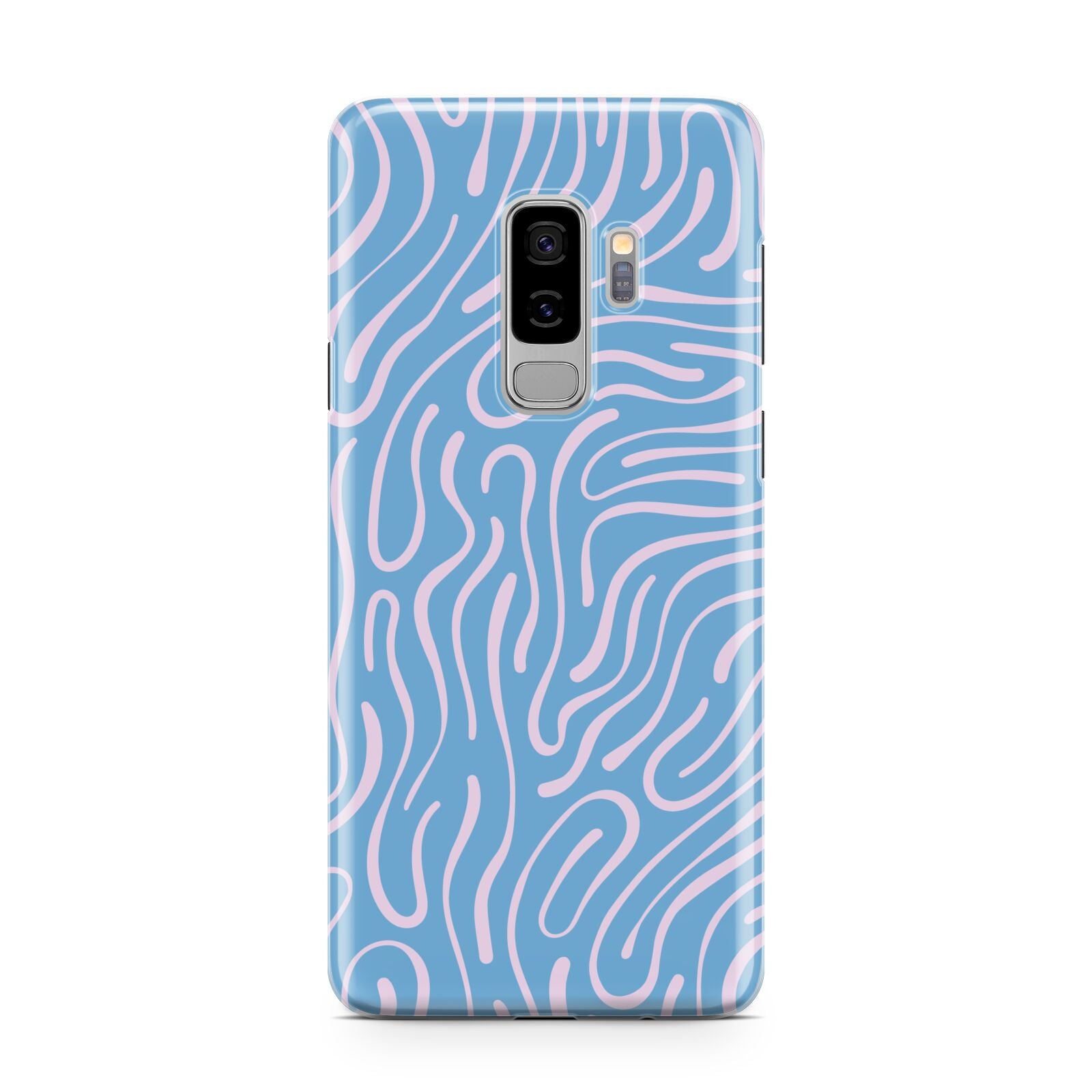 Abstract Ocean Pattern Samsung Galaxy S9 Plus Case on Silver phone