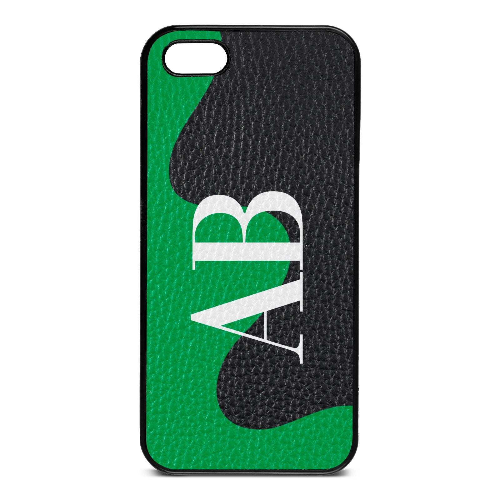 Abstract Personalised Initials Black Pebble Leather iPhone 5 Case