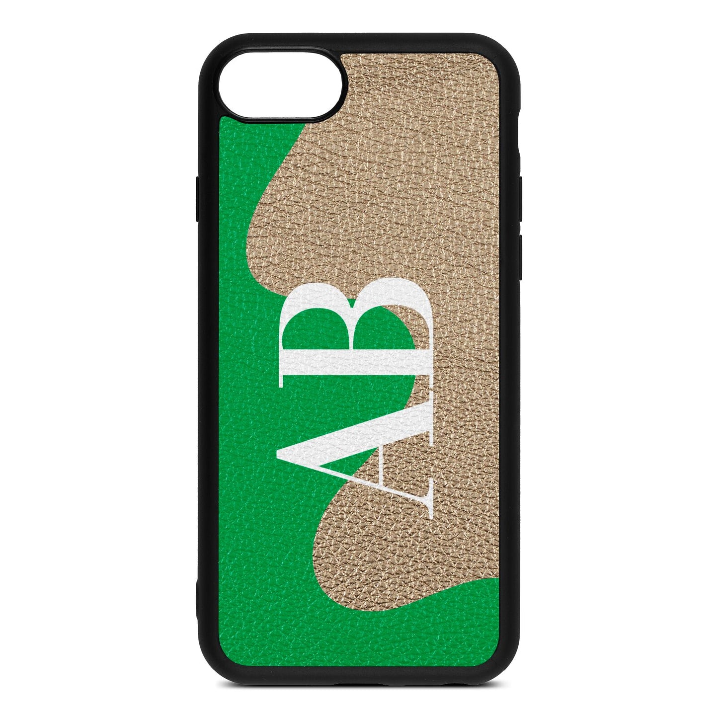 Abstract Personalised Initials Gold Pebble Leather iPhone 8 Case