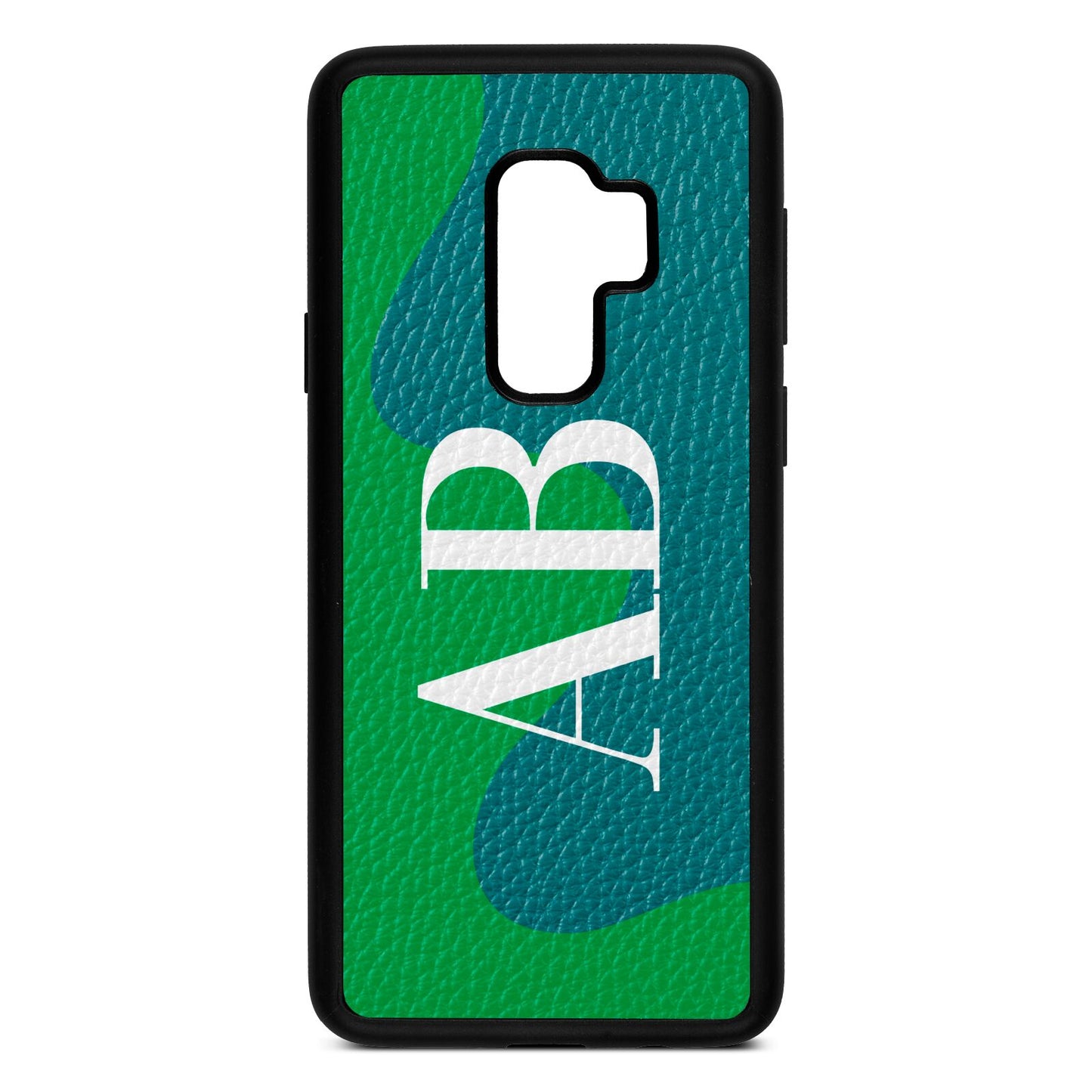 Abstract Personalised Initials Green Pebble Leather Samsung S9 Plus Case