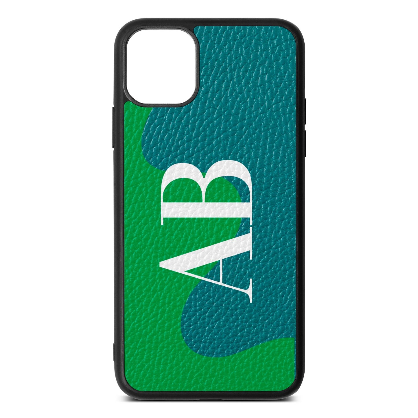 Abstract Personalised Initials Green Pebble Leather iPhone 11 Pro Max Case