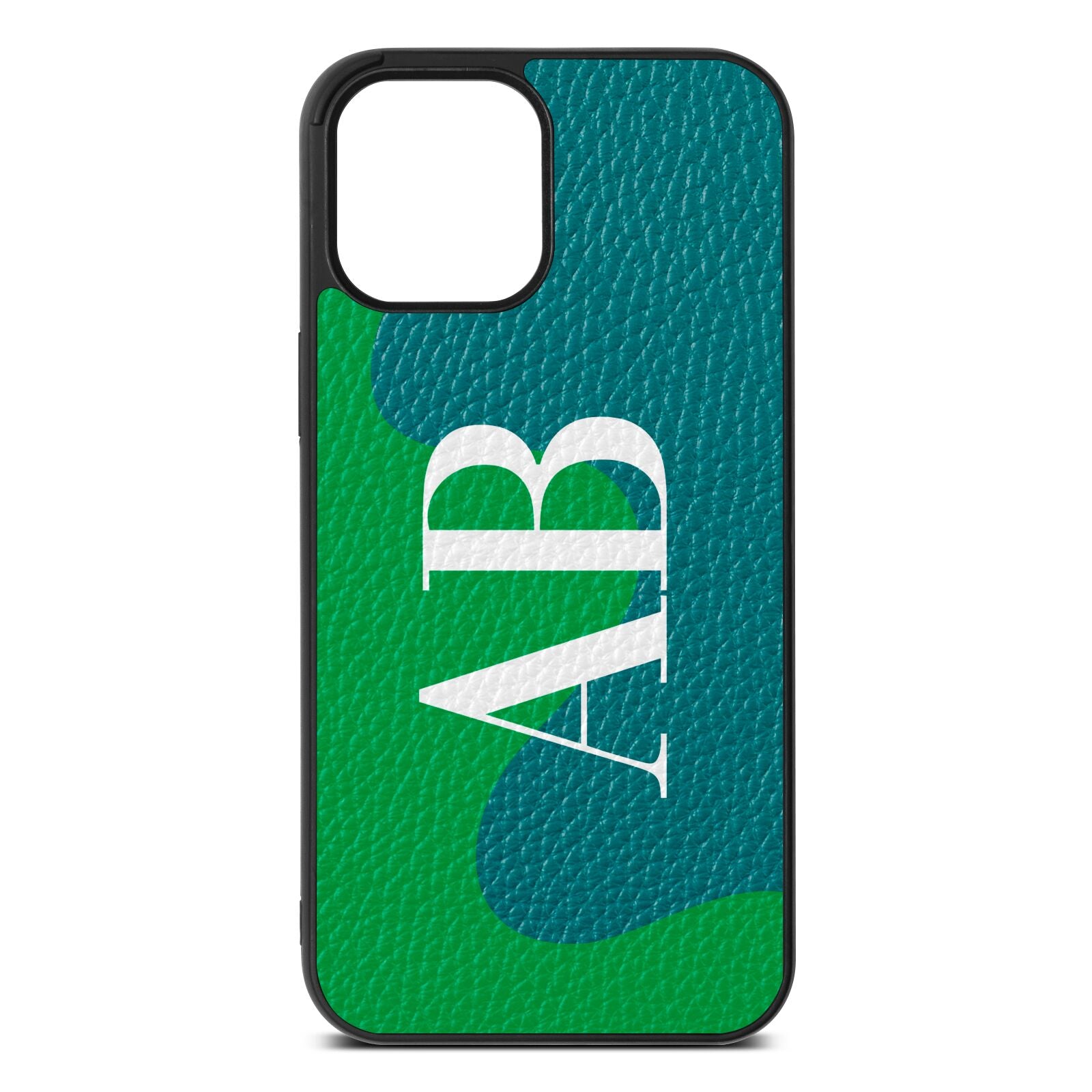 Abstract Personalised Initials Green Pebble Leather iPhone 12 Pro Max Case