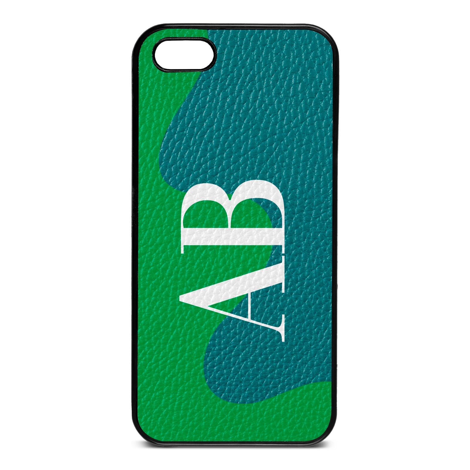 Abstract Personalised Initials Green Pebble Leather iPhone 5 Case