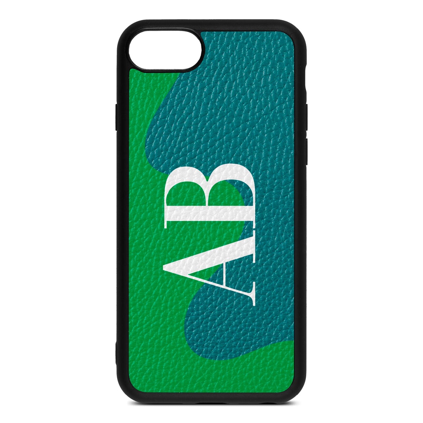 Abstract Personalised Initials Green Pebble Leather iPhone 8 Case