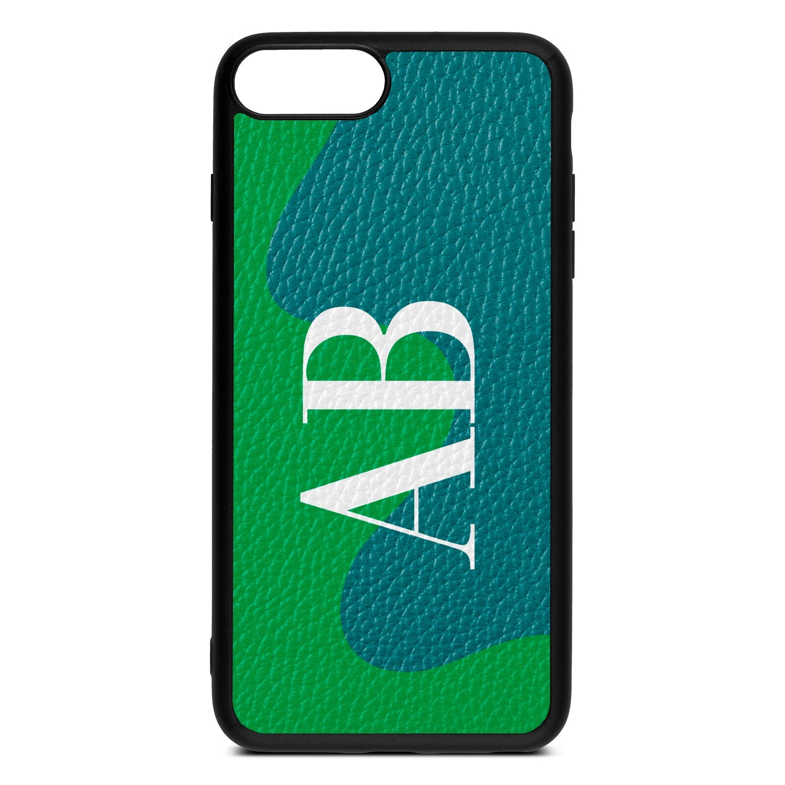 Abstract Personalised Initials Green Pebble Leather iPhone 8 Plus Case