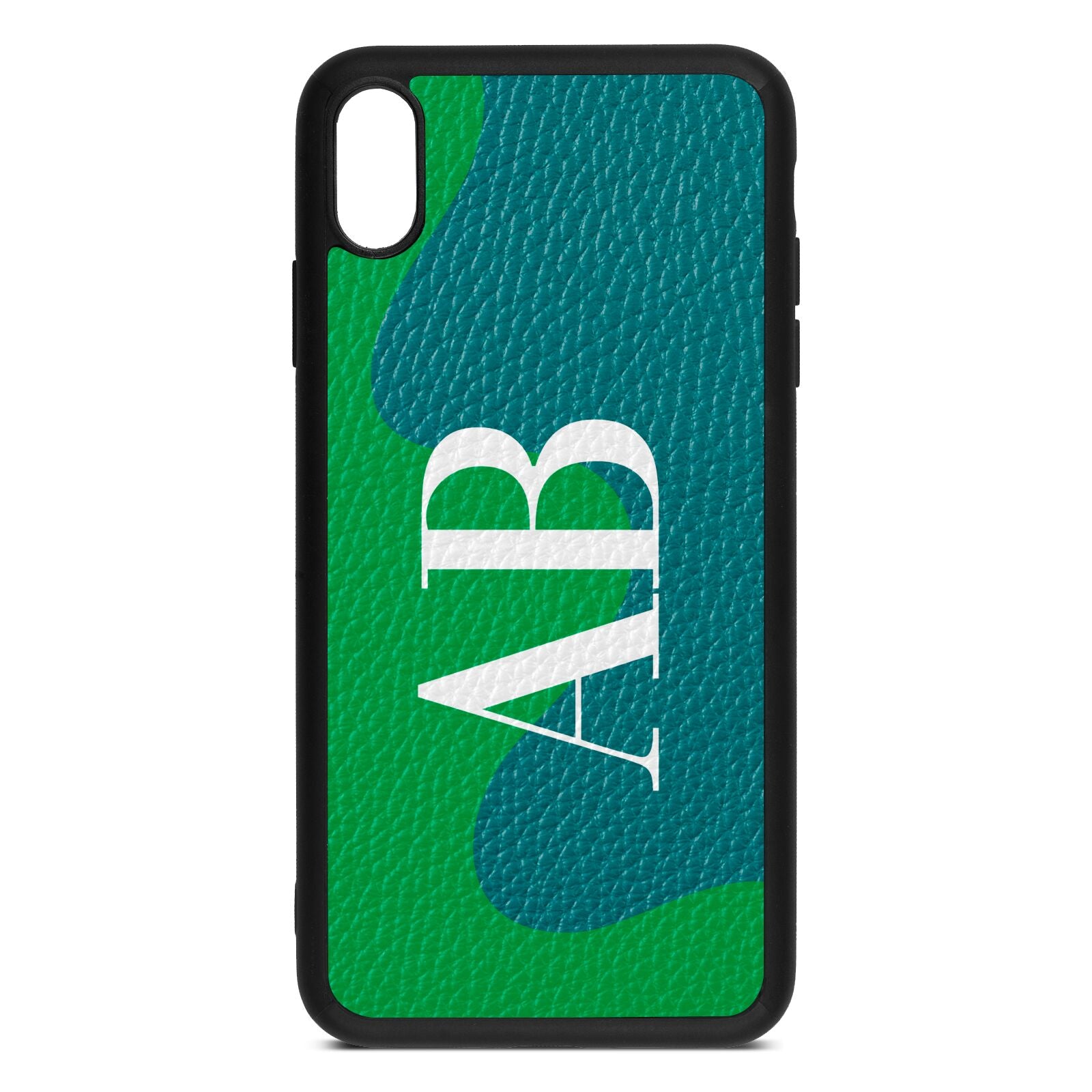 Abstract Personalised Initials Green Pebble Leather iPhone Xs Max Case