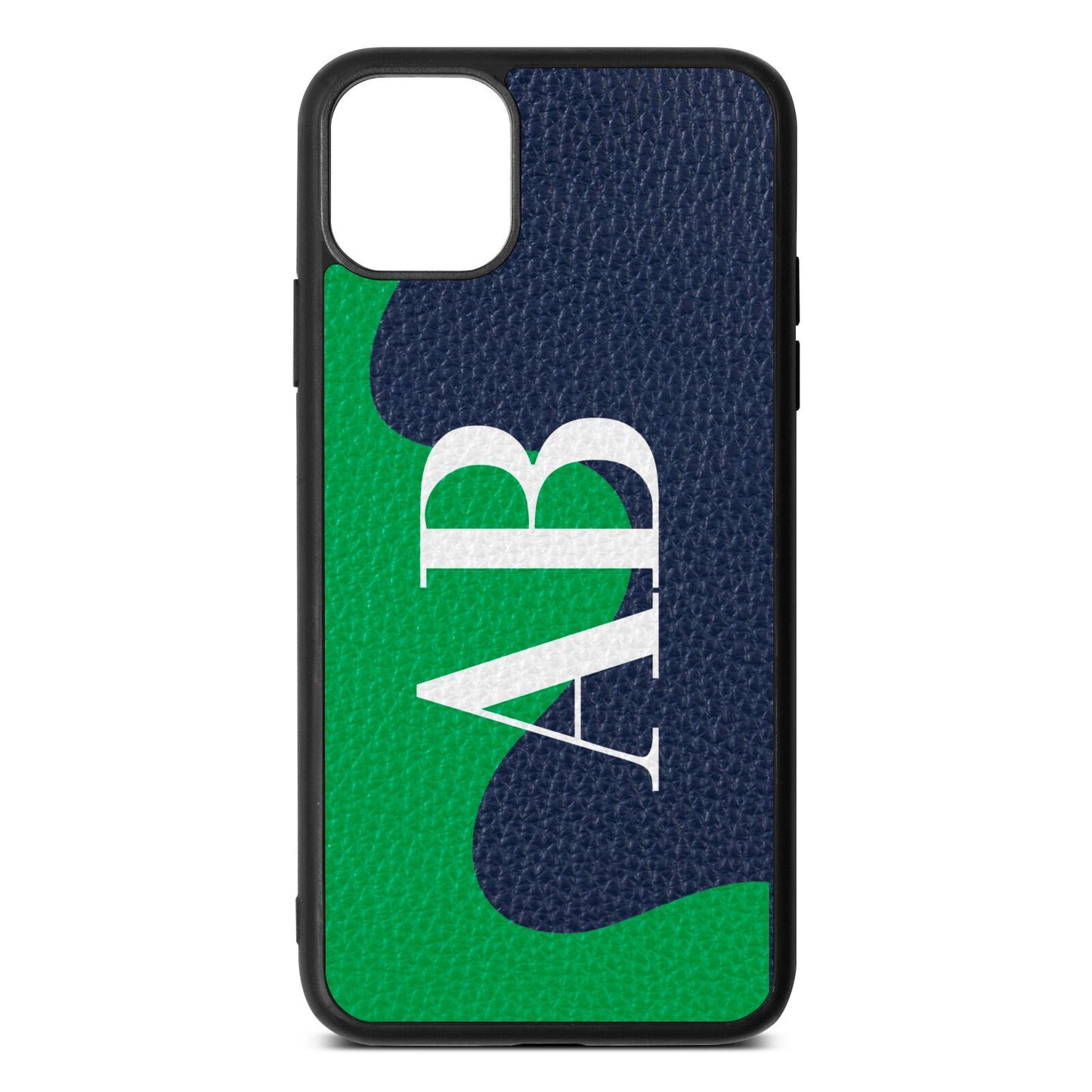 Abstract Personalised Initials Navy Blue Pebble Leather iPhone 11 Pro Max Case