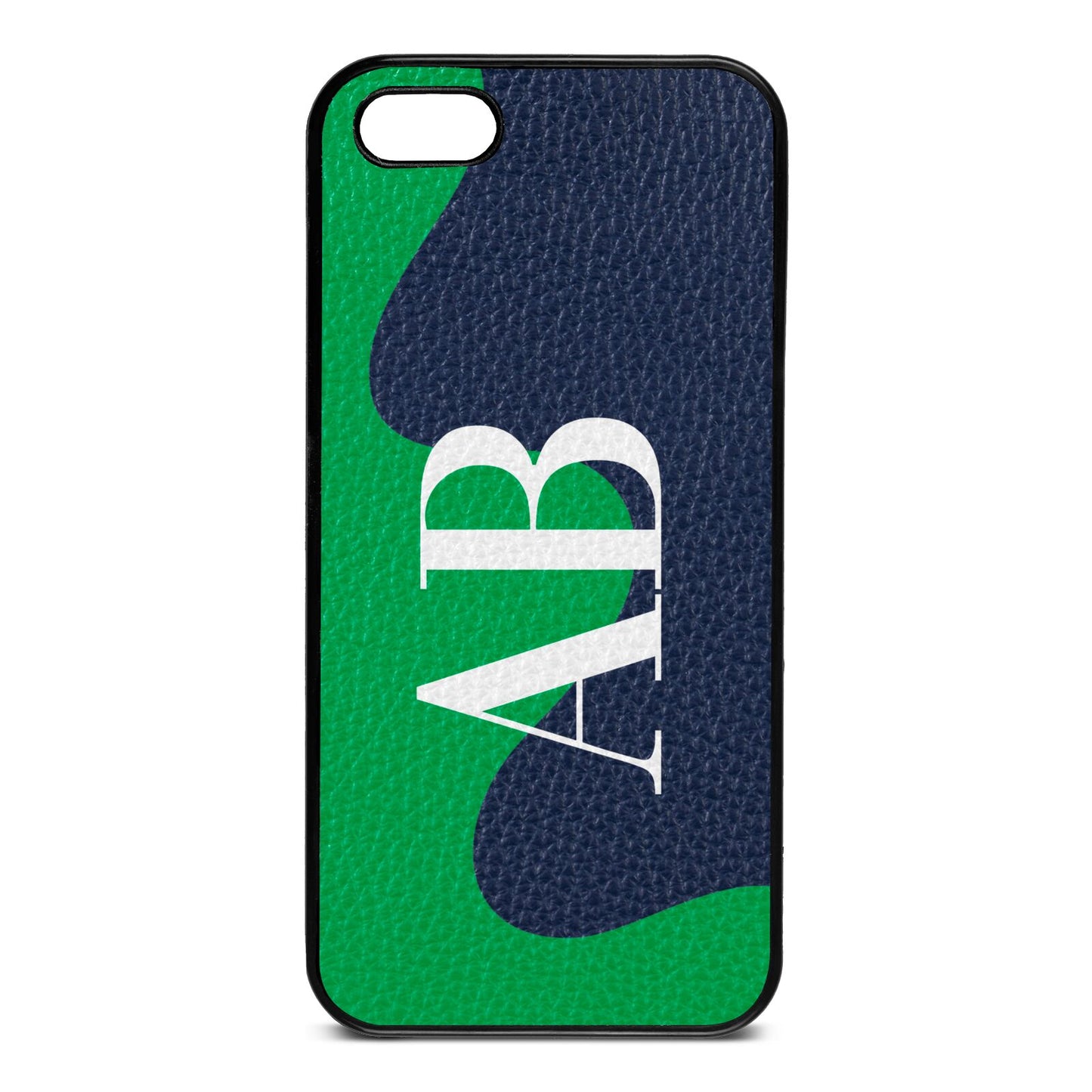 Abstract Personalised Initials Navy Blue Pebble Leather iPhone 5 Case