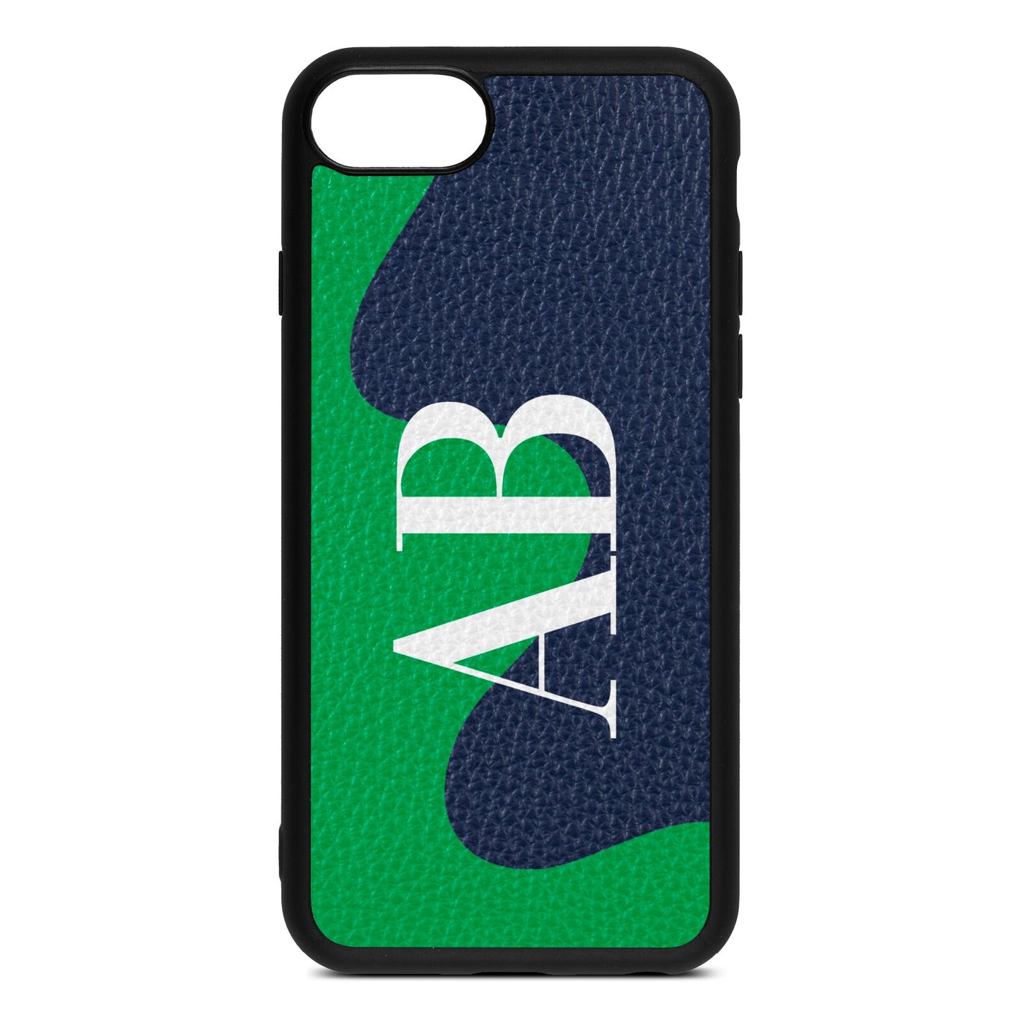 Abstract Personalised Initials Navy Blue Pebble Leather iPhone 8 Case