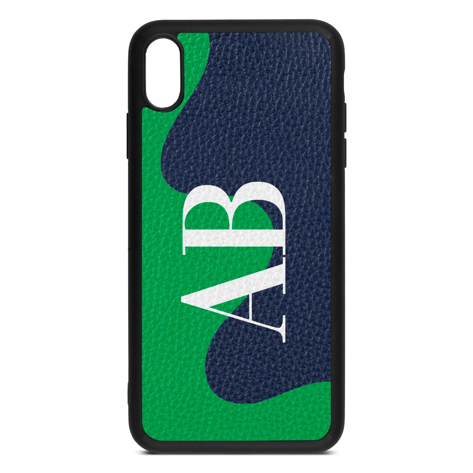 Abstract Personalised Initials Navy Blue Pebble Leather iPhone Xs Max Case