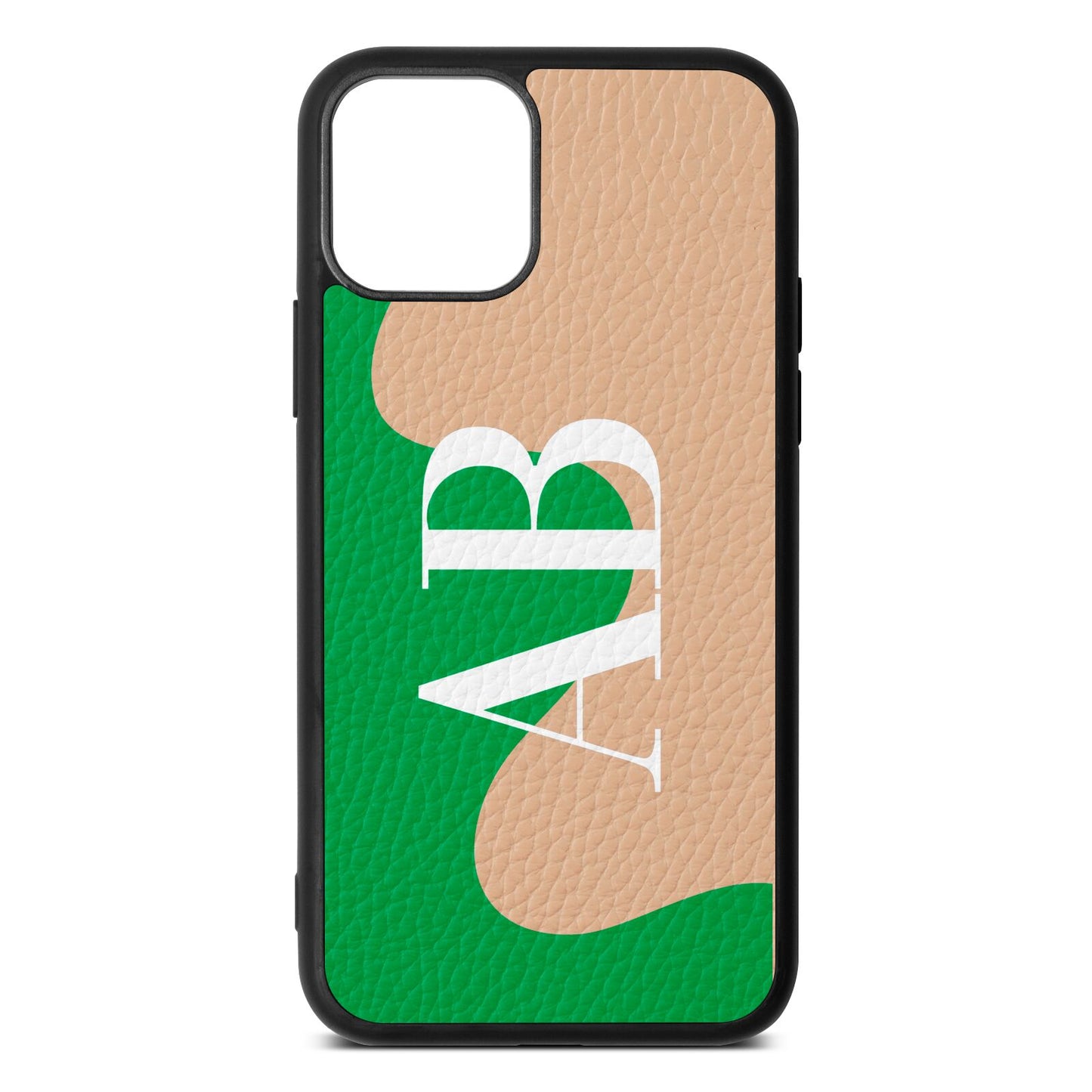 Abstract Personalised Initials Nude Pebble Leather iPhone 11 Pro Case