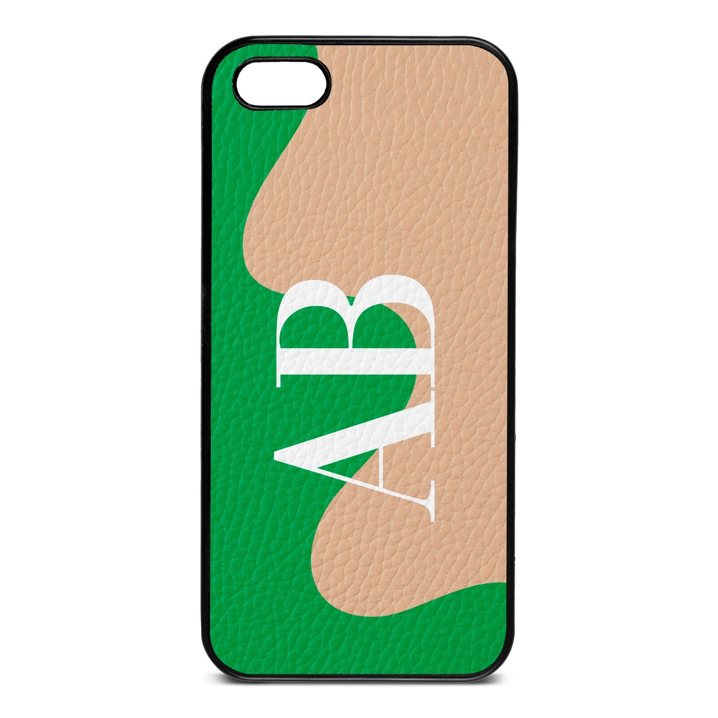 Abstract Personalised Initials Nude Pebble Leather iPhone 5 Case