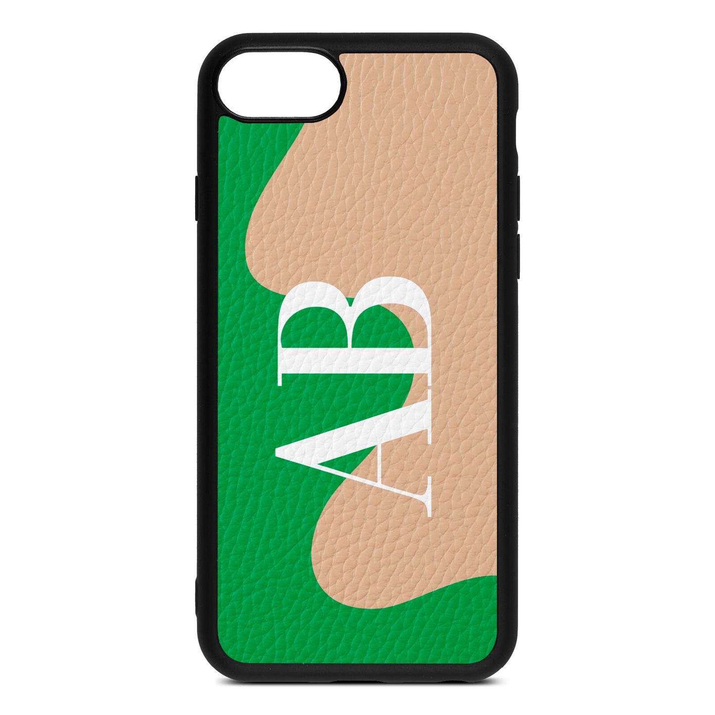 Abstract Personalised Initials Nude Pebble Leather iPhone 8 Case