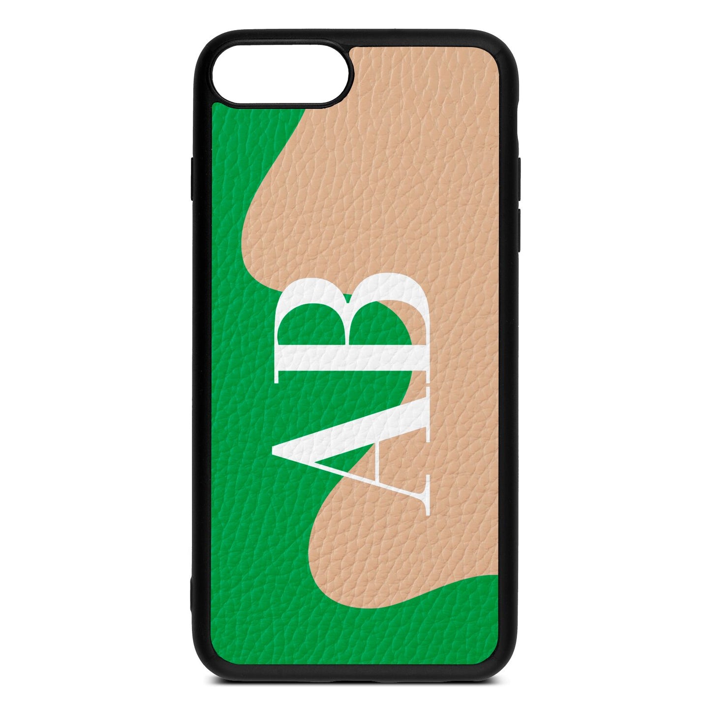 Abstract Personalised Initials Nude Pebble Leather iPhone 8 Plus Case