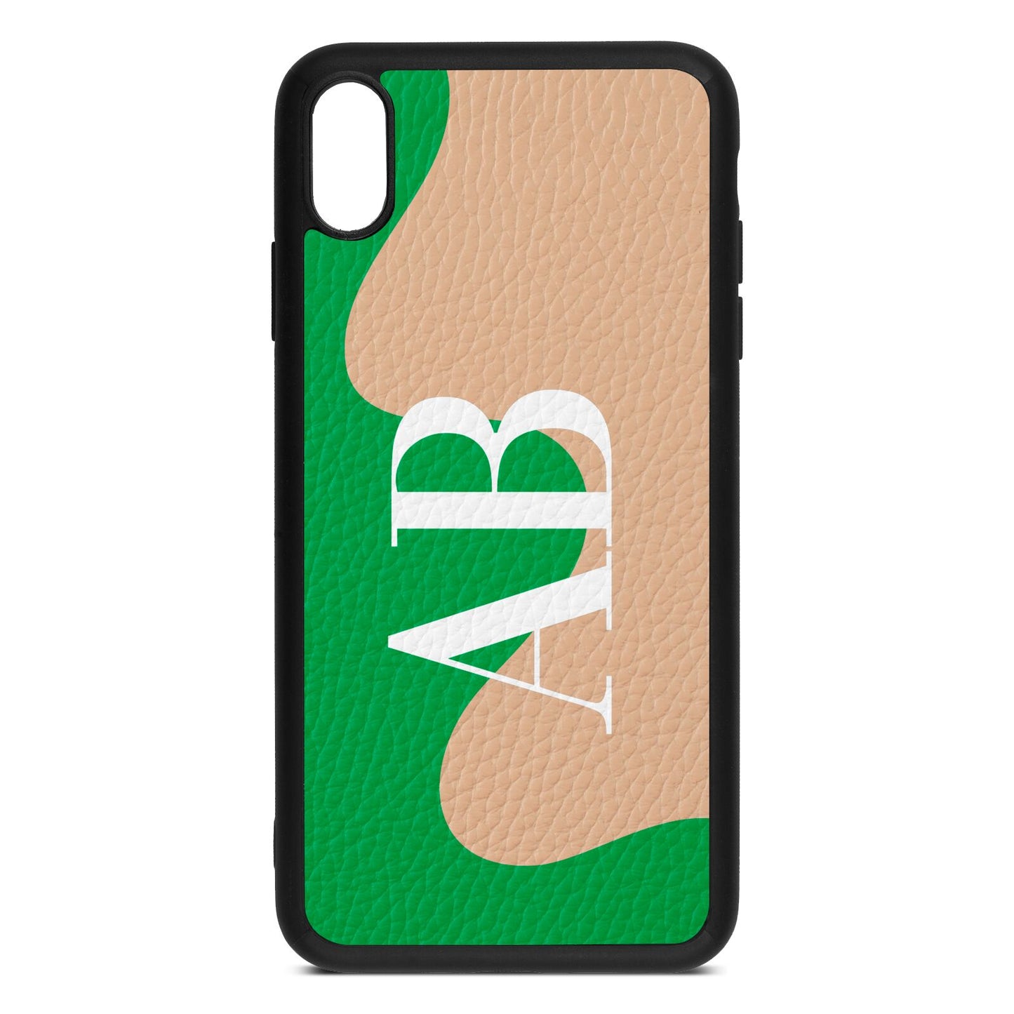 Abstract Personalised Initials Nude Pebble Leather iPhone Xs Max Case