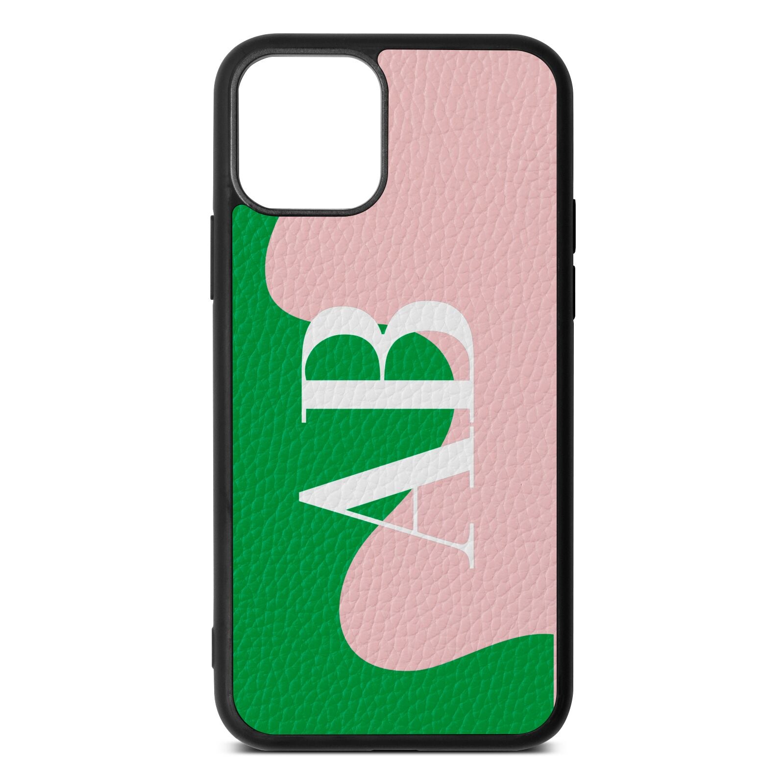 Abstract Personalised Initials Pink Pebble Leather iPhone 11 Case