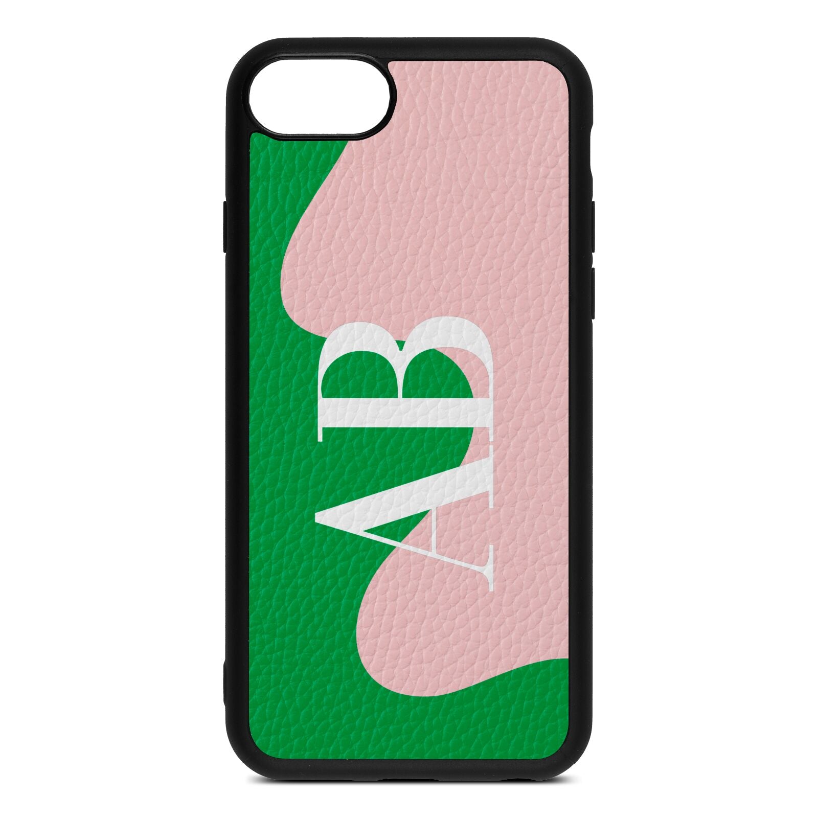 Abstract Personalised Initials Pink Pebble Leather iPhone 8 Case