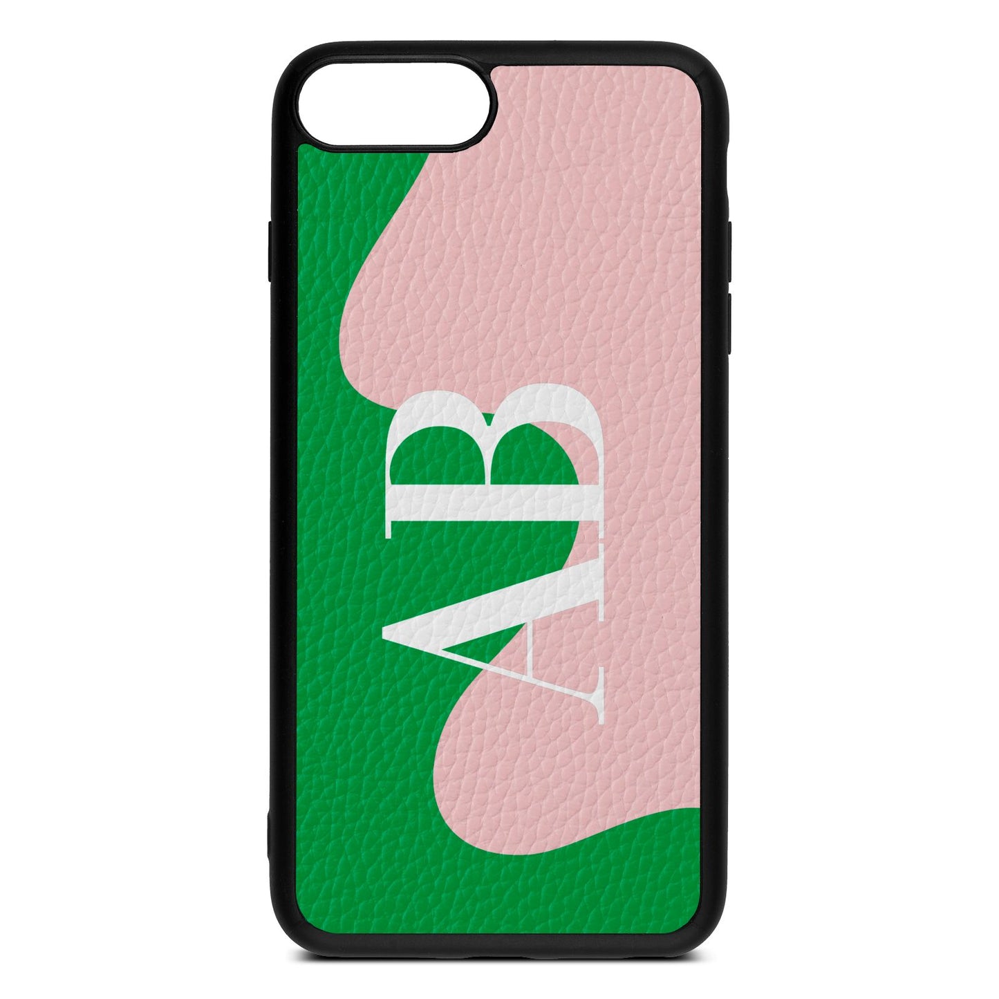 Abstract Personalised Initials Pink Pebble Leather iPhone 8 Plus Case