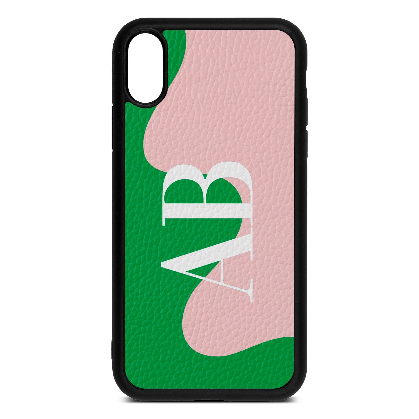 Abstract Personalised Initials Pink Pebble Leather iPhone Xr Case