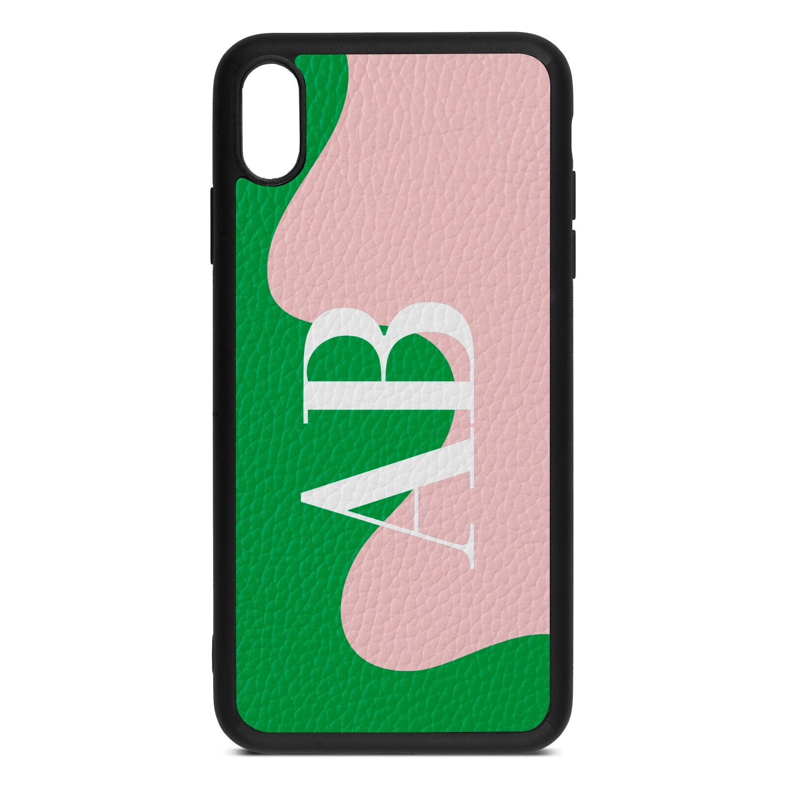 Abstract Personalised Initials Pink Pebble Leather iPhone Xs Max Case