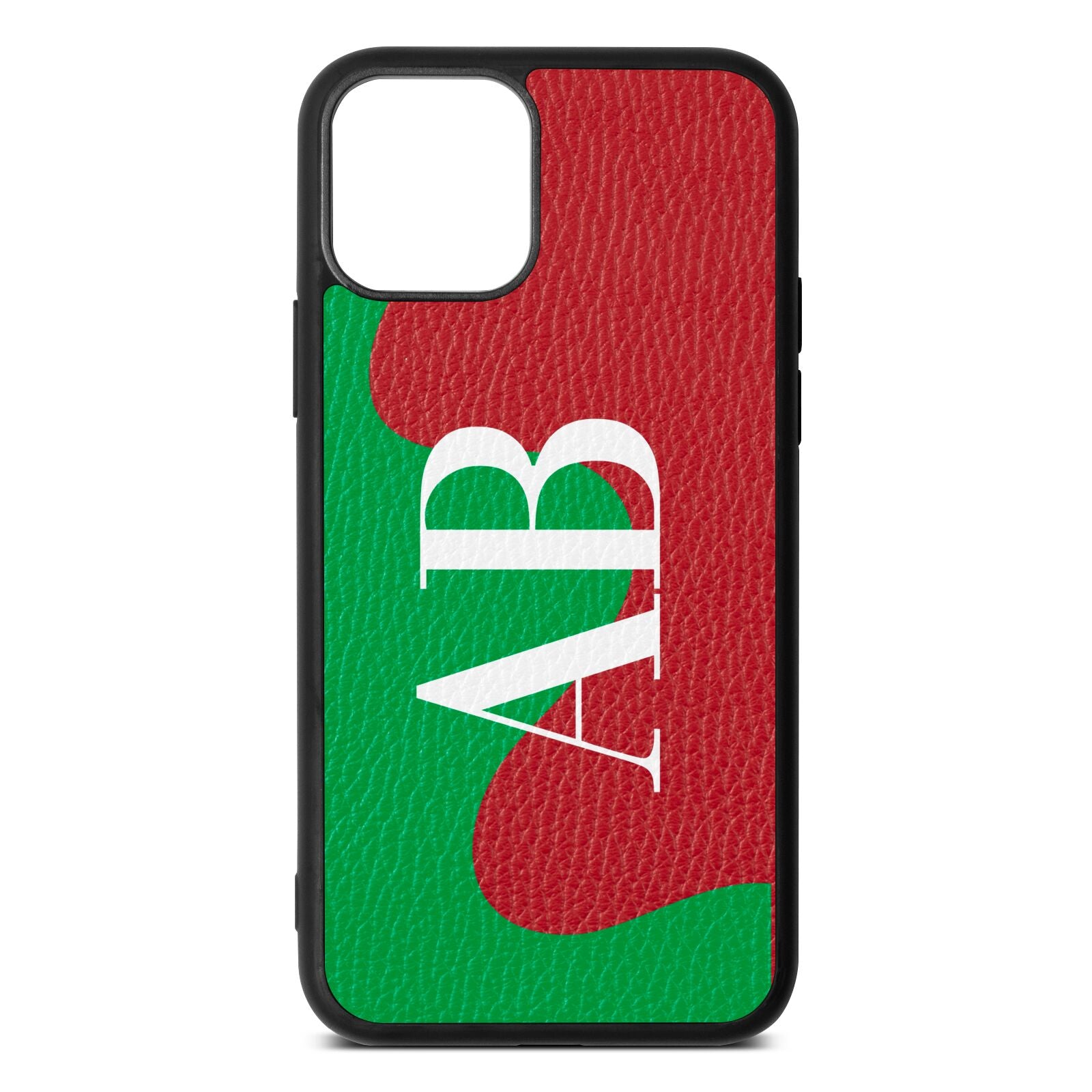 Abstract Personalised Initials Red Pebble Leather iPhone 11 Case