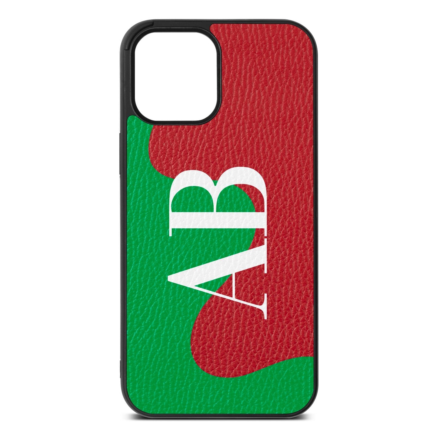 Abstract Personalised Initials Red Pebble Leather iPhone 12 Pro Max Case