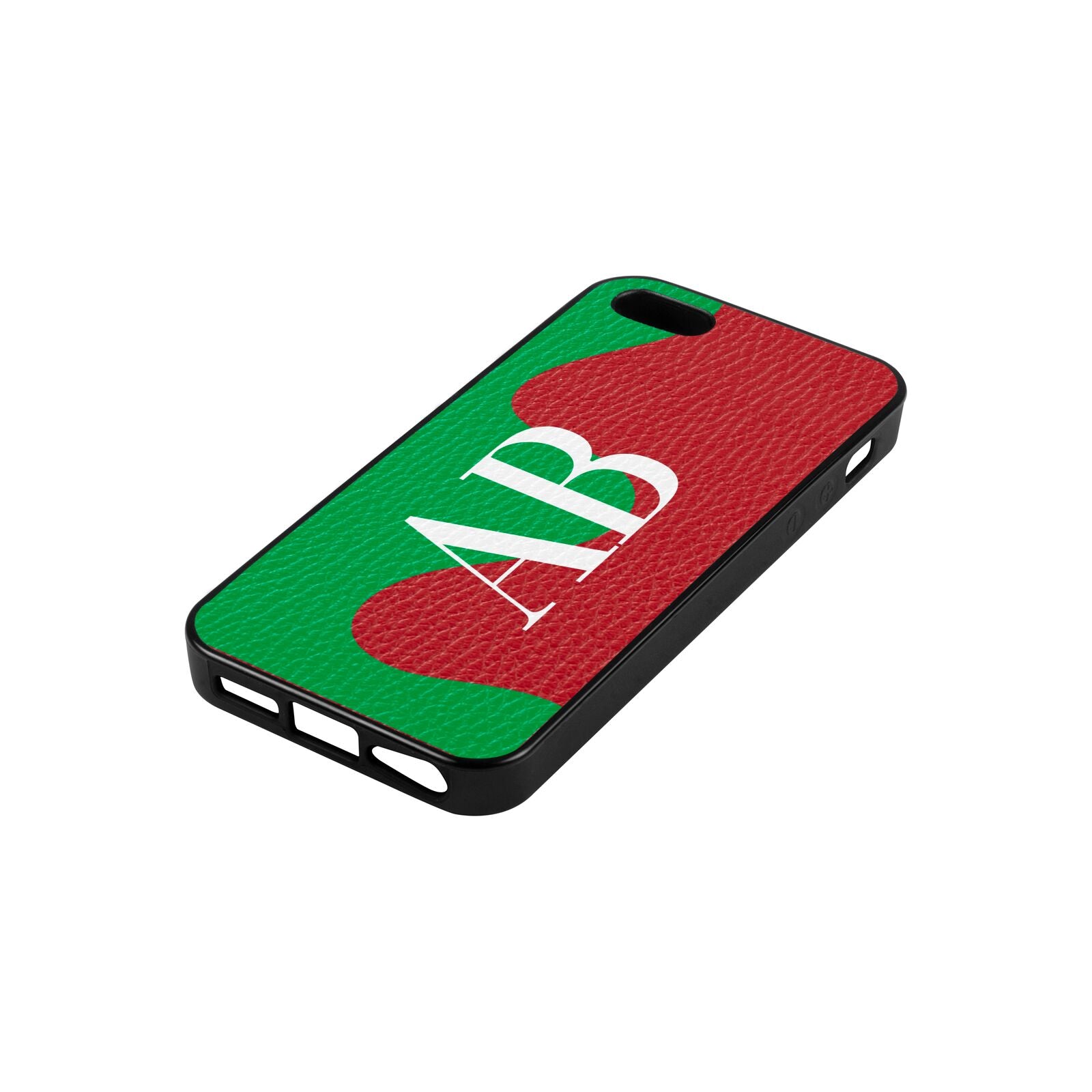 Abstract Personalised Initials Red Pebble Leather iPhone 5 Case Side Angle