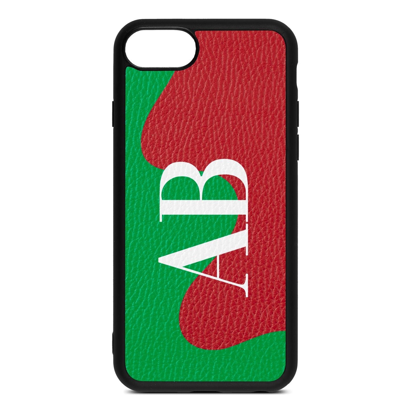 Abstract Personalised Initials Red Pebble Leather iPhone 8 Case