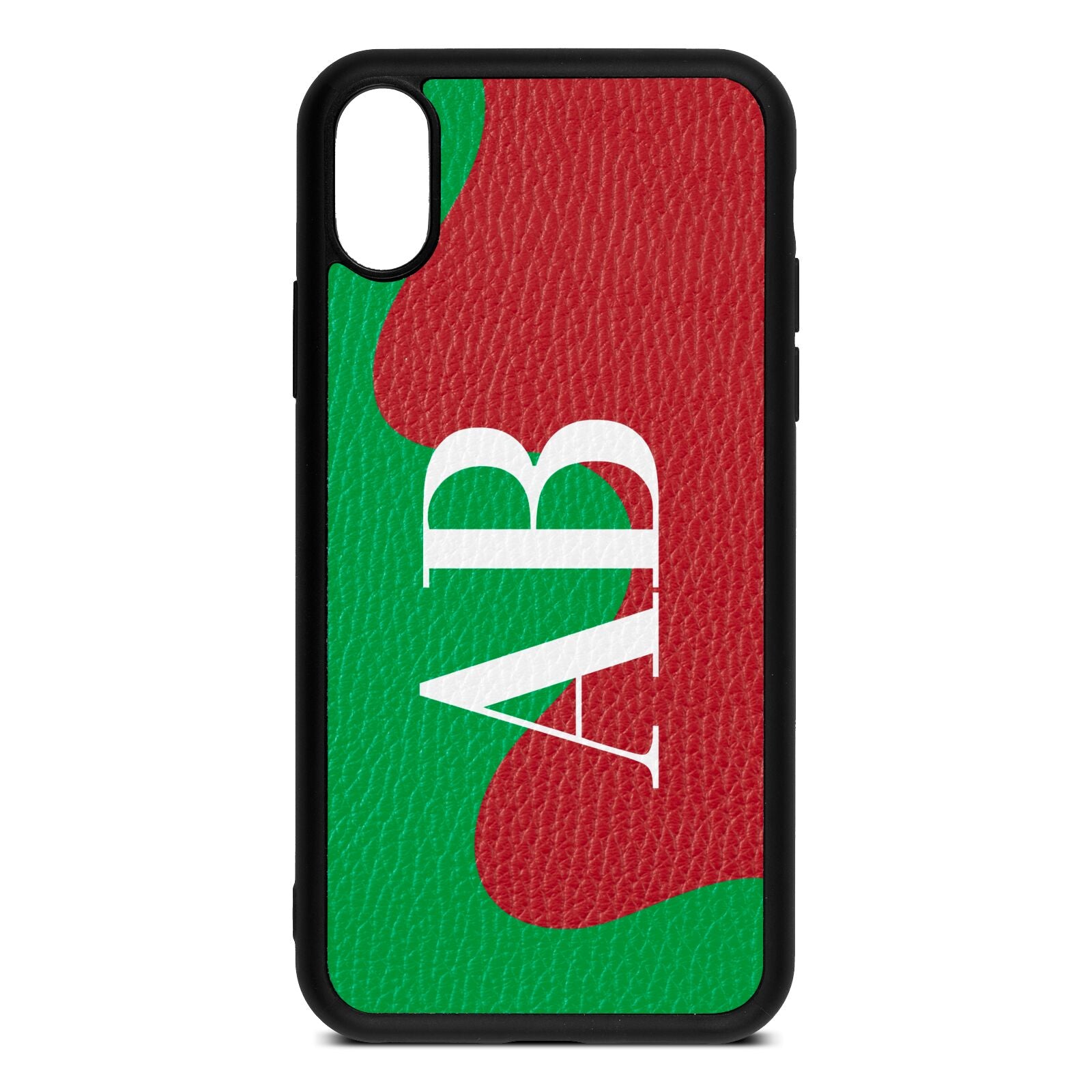 Abstract Personalised Initials Red Pebble Leather iPhone Xs Case